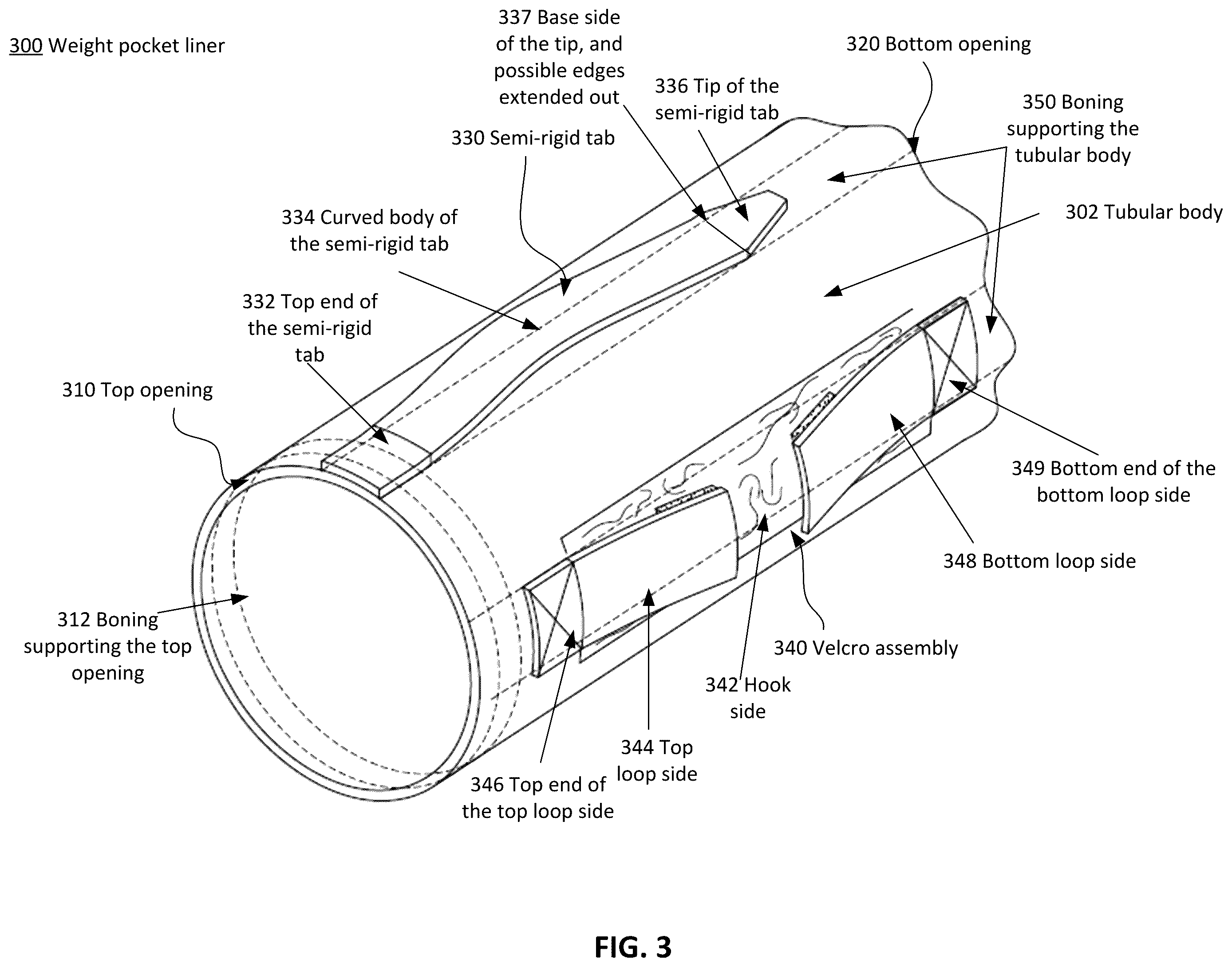 Patent US12448096 Figure 4 – Weight pocket liner for buoyancy control device (BCD)