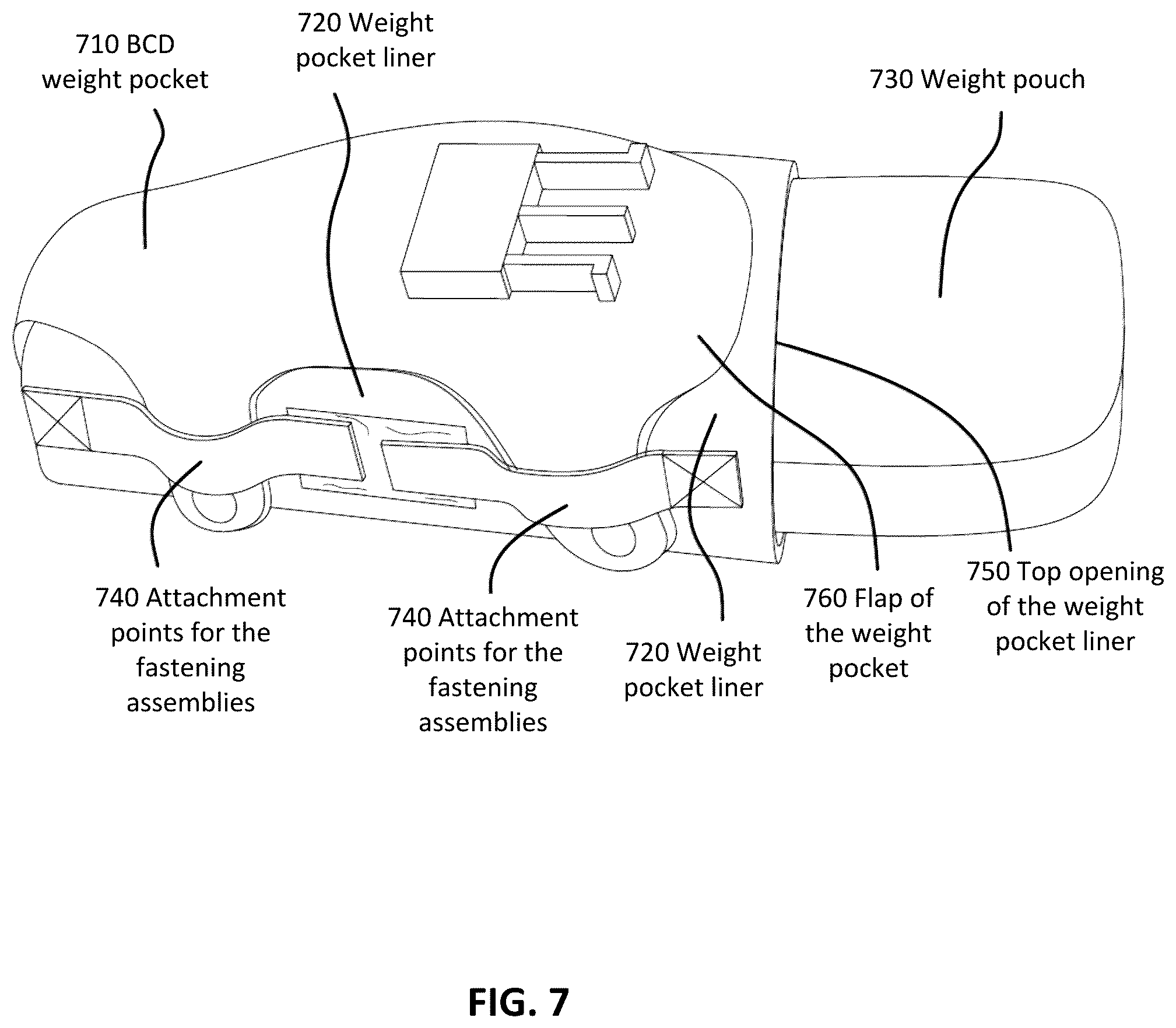 Patent US12448096 Figure 9 – Weight pocket liner for buoyancy control device (BCD)