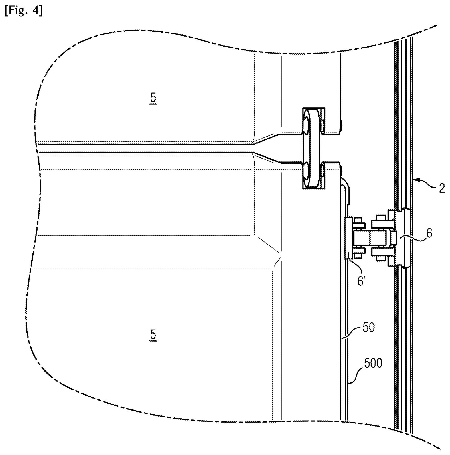 Patent US12448099 Figure 3 – Sailing vessel provided with a transit part for lowering and hoisting said sail