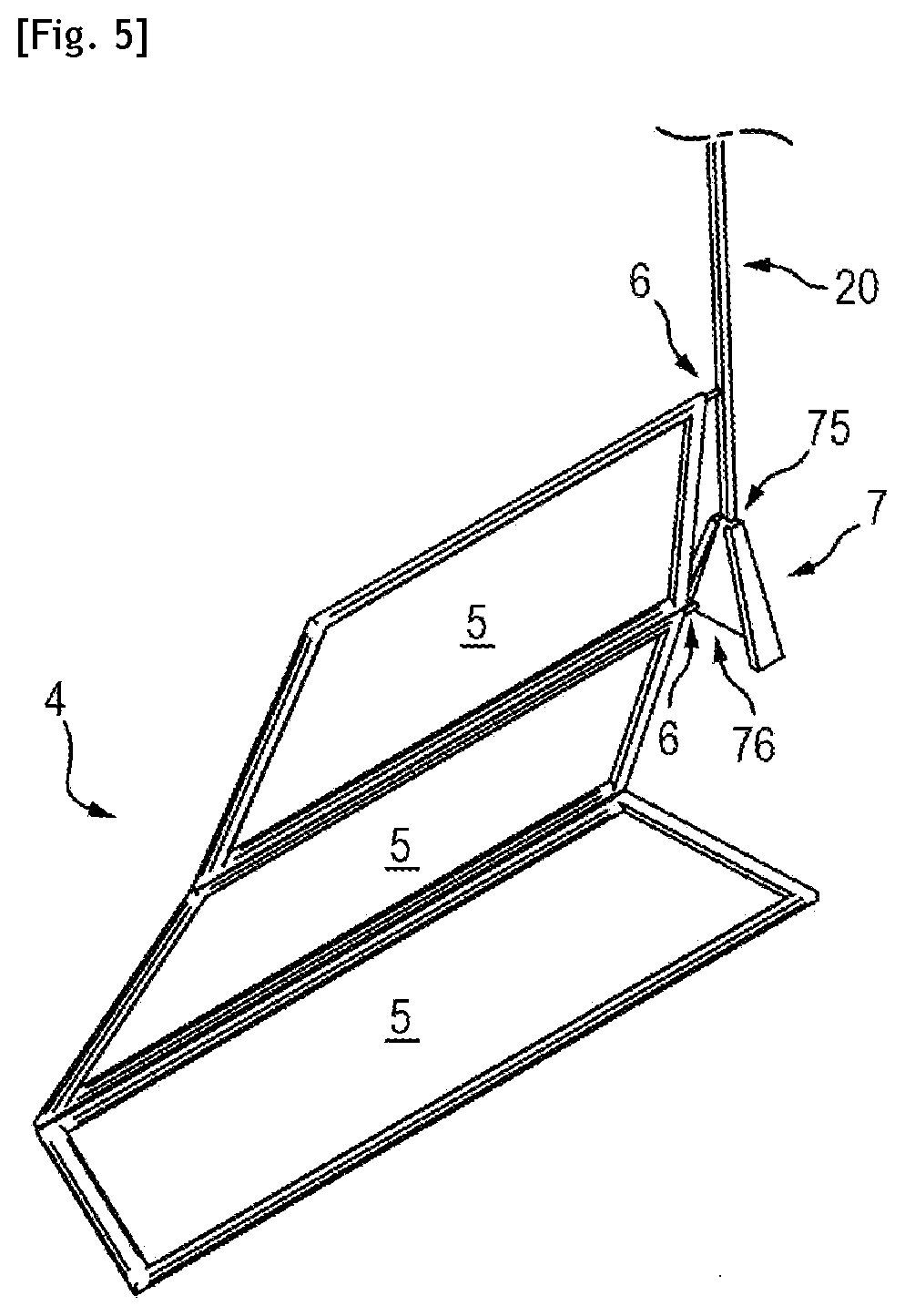 Patent US12448099 Figure 4 – Sailing vessel provided with a transit part for lowering and hoisting said sail
