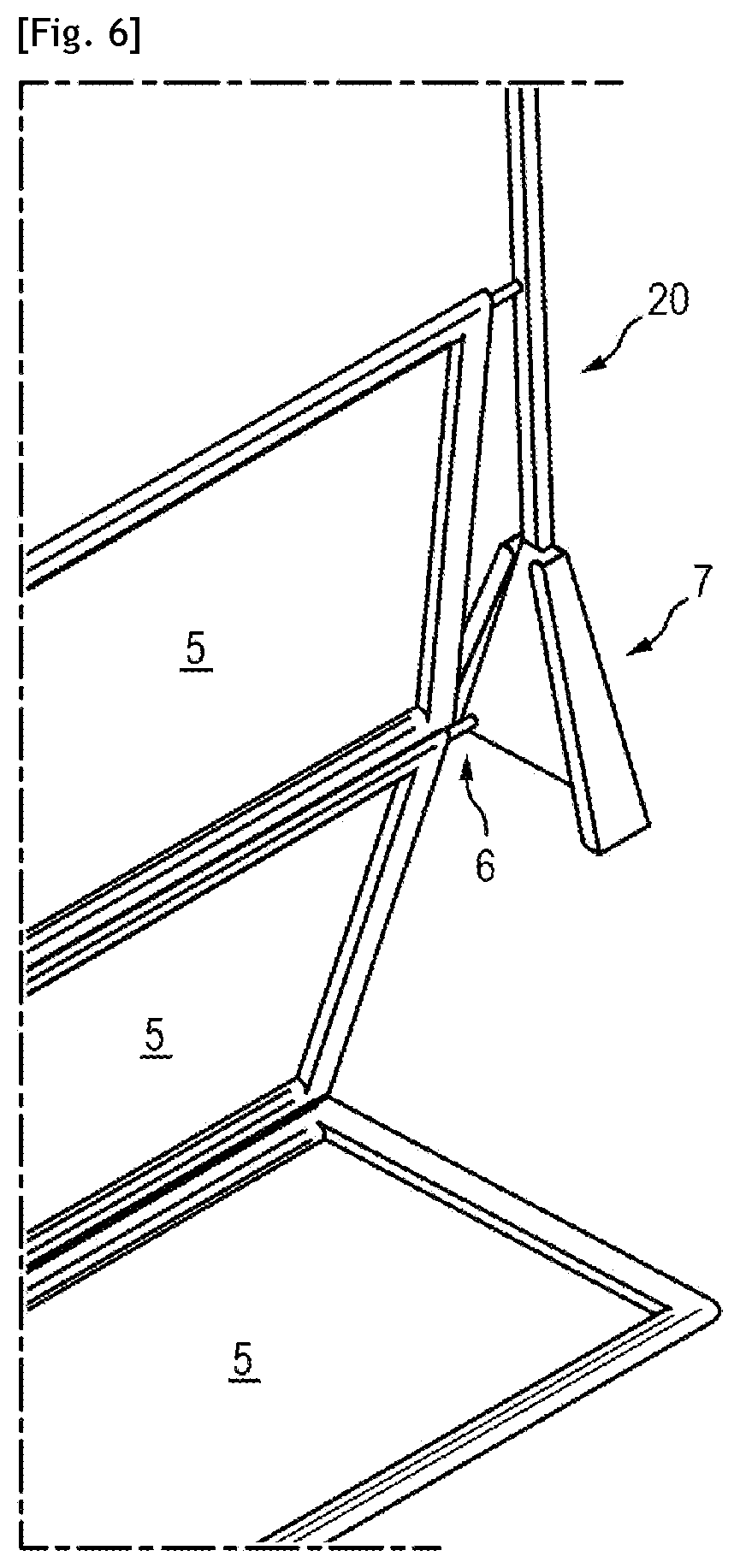 Patent US12448099 Figure 5 – Sailing vessel provided with a transit part for lowering and hoisting said sail