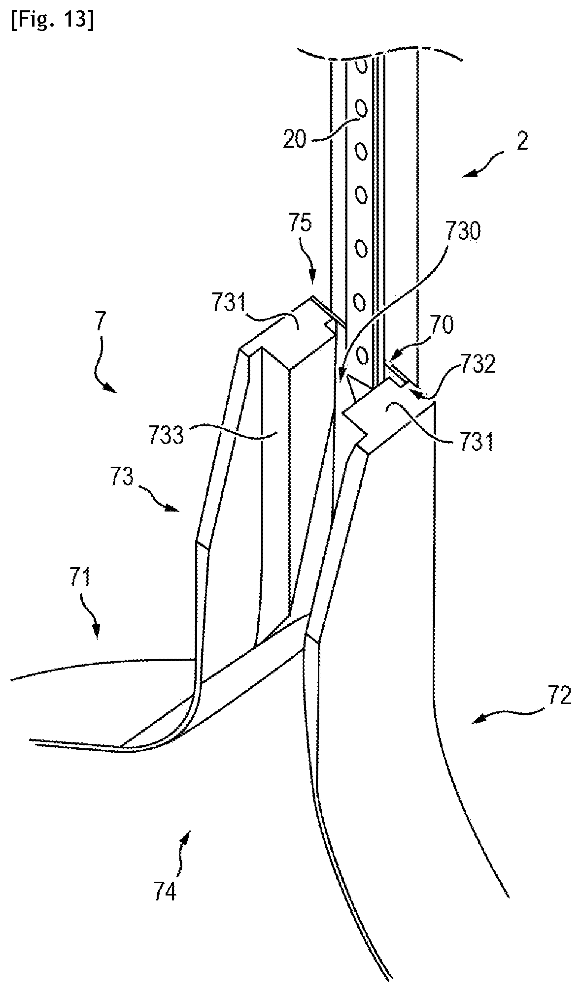 Patent US12448099 Figure 11 – Sailing vessel provided with a transit part for lowering and hoisting said sail