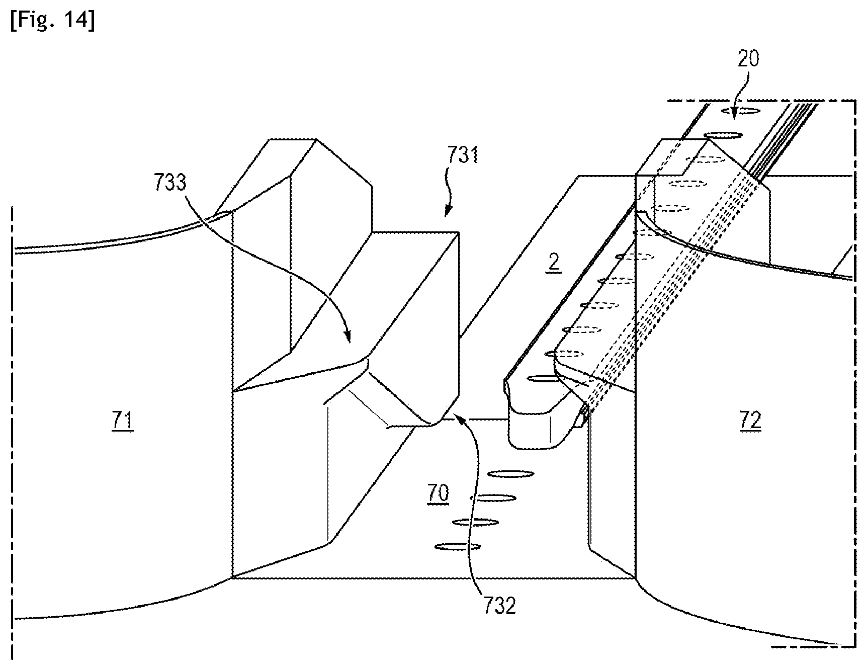 Patent US12448099 Figure 12 – Sailing vessel provided with a transit part for lowering and hoisting said sail