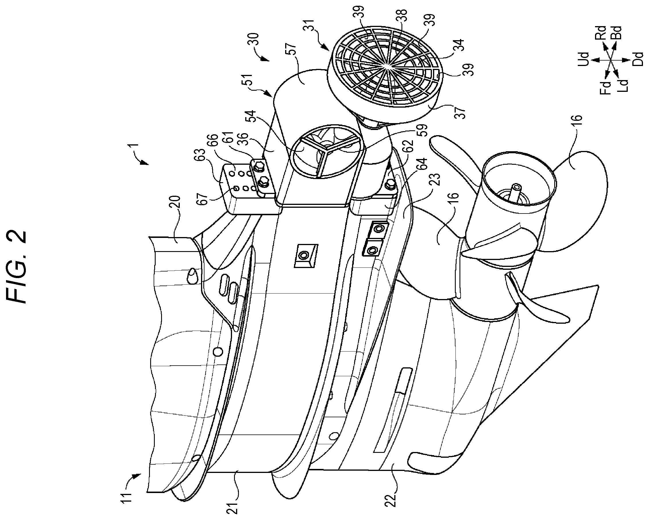 Patent US12448102 Figure 2 – Hybrid ship propulsion machine