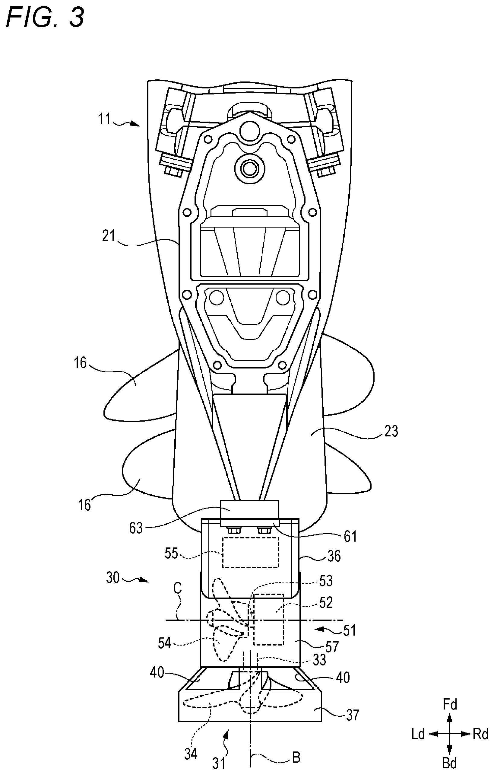 Patent US12448102 Figure 3 – Hybrid ship propulsion machine