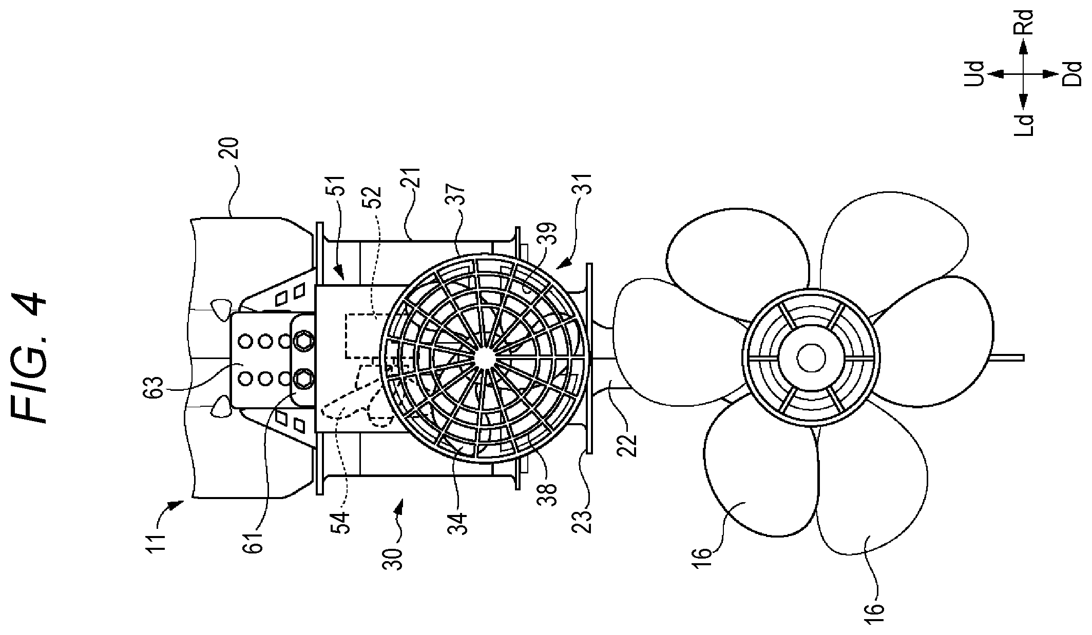 Patent US12448102 Figure 4 – Hybrid ship propulsion machine