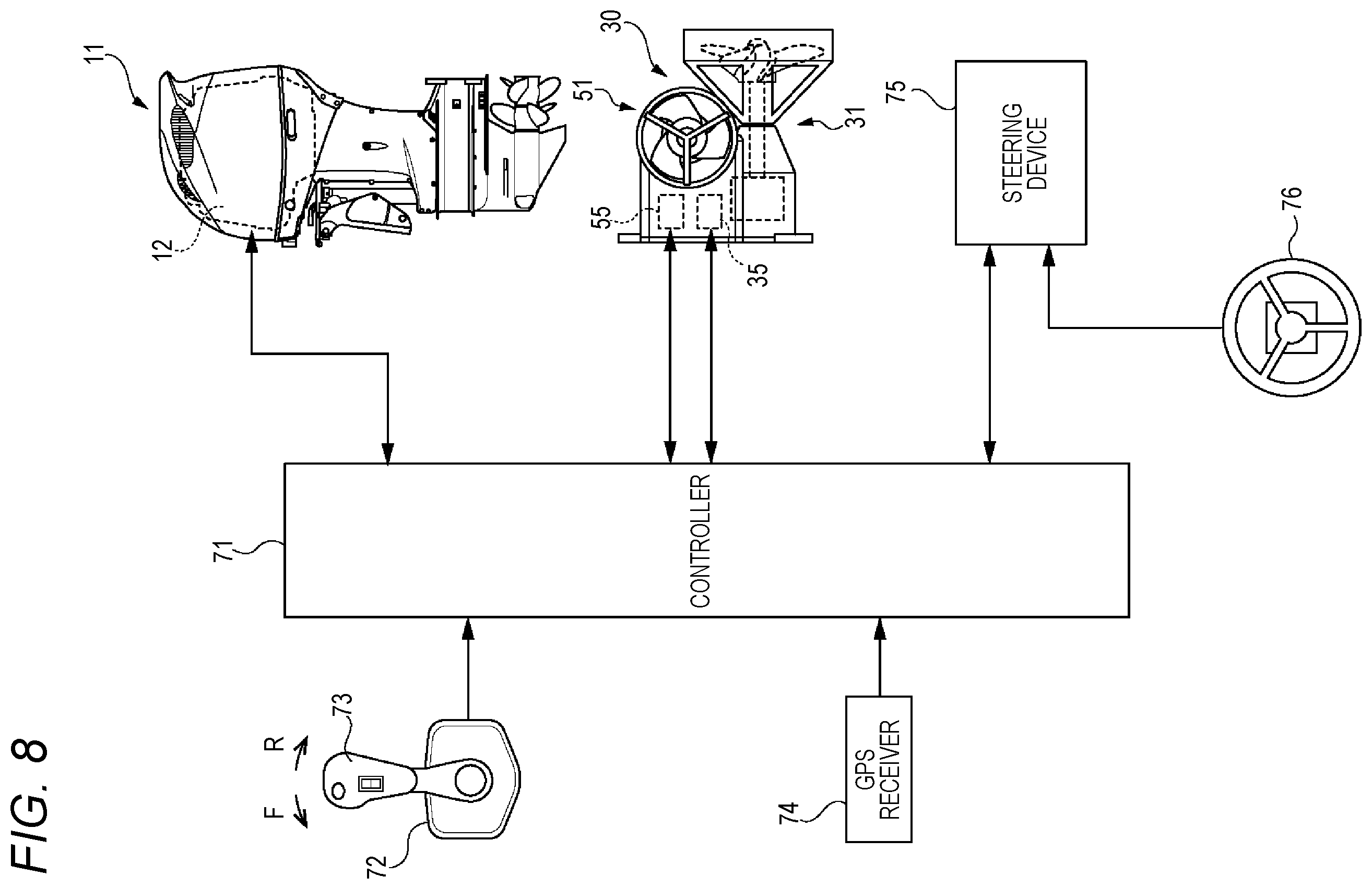 Patent US12448102 Figure 8 – Hybrid ship propulsion machine