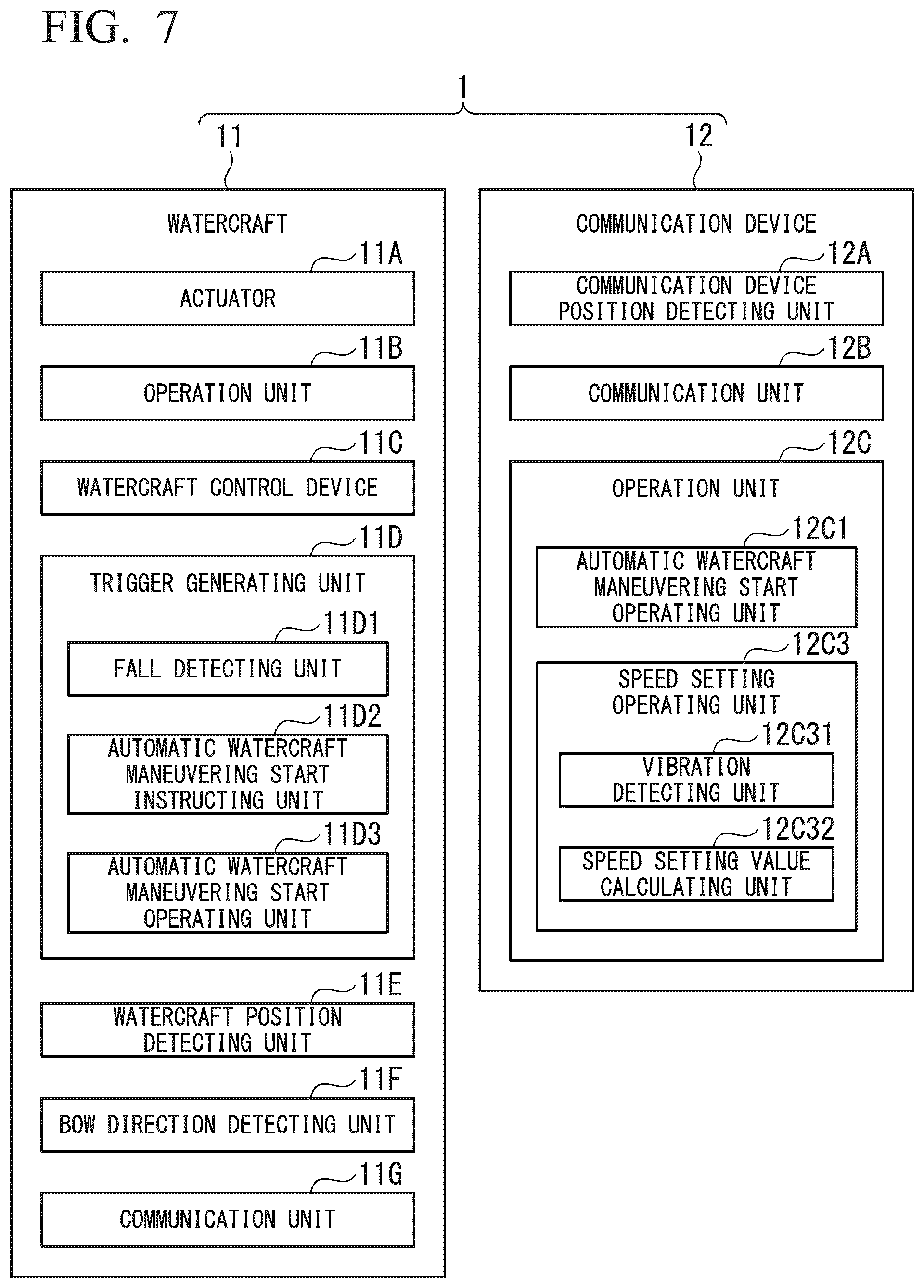 Patent US12448105 Figure 7 – Automatic watercraft maneuvering system, watercraft control device, watercraft control method, and recording medium