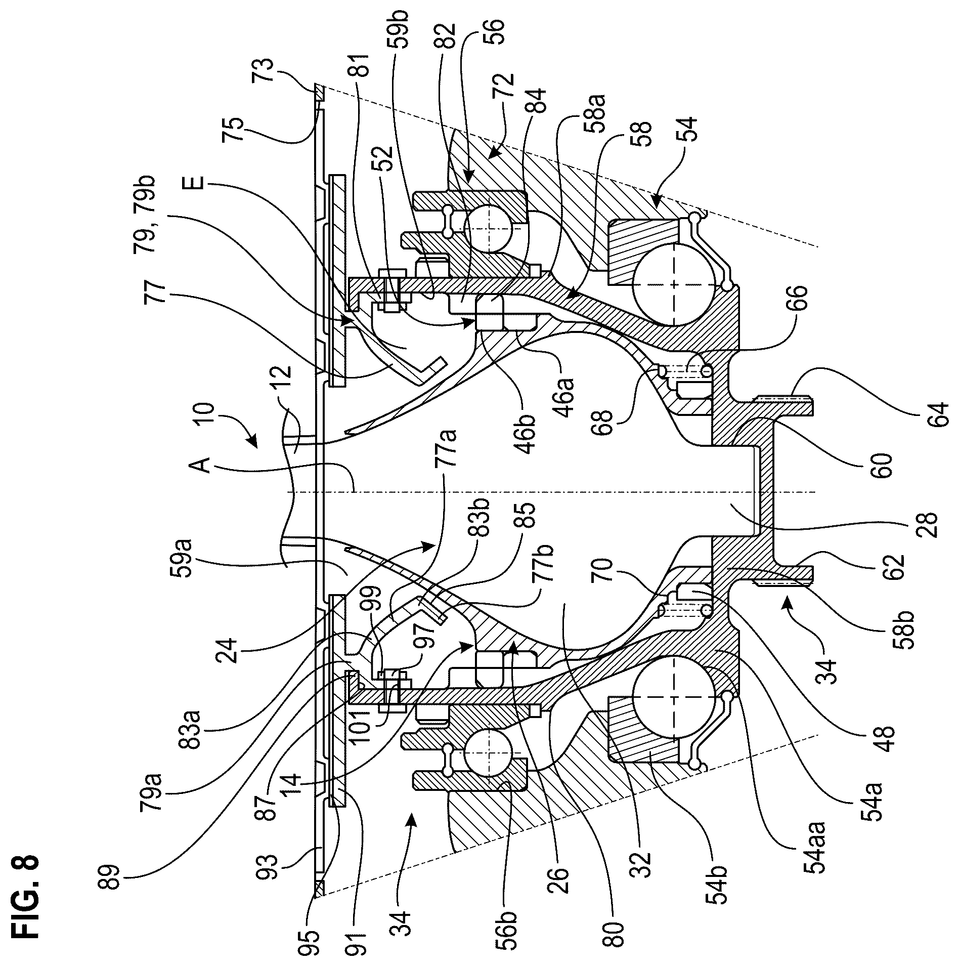 Patent US12448110 Figure 8 – Assembly comprising a vane and a vane pitch setting system