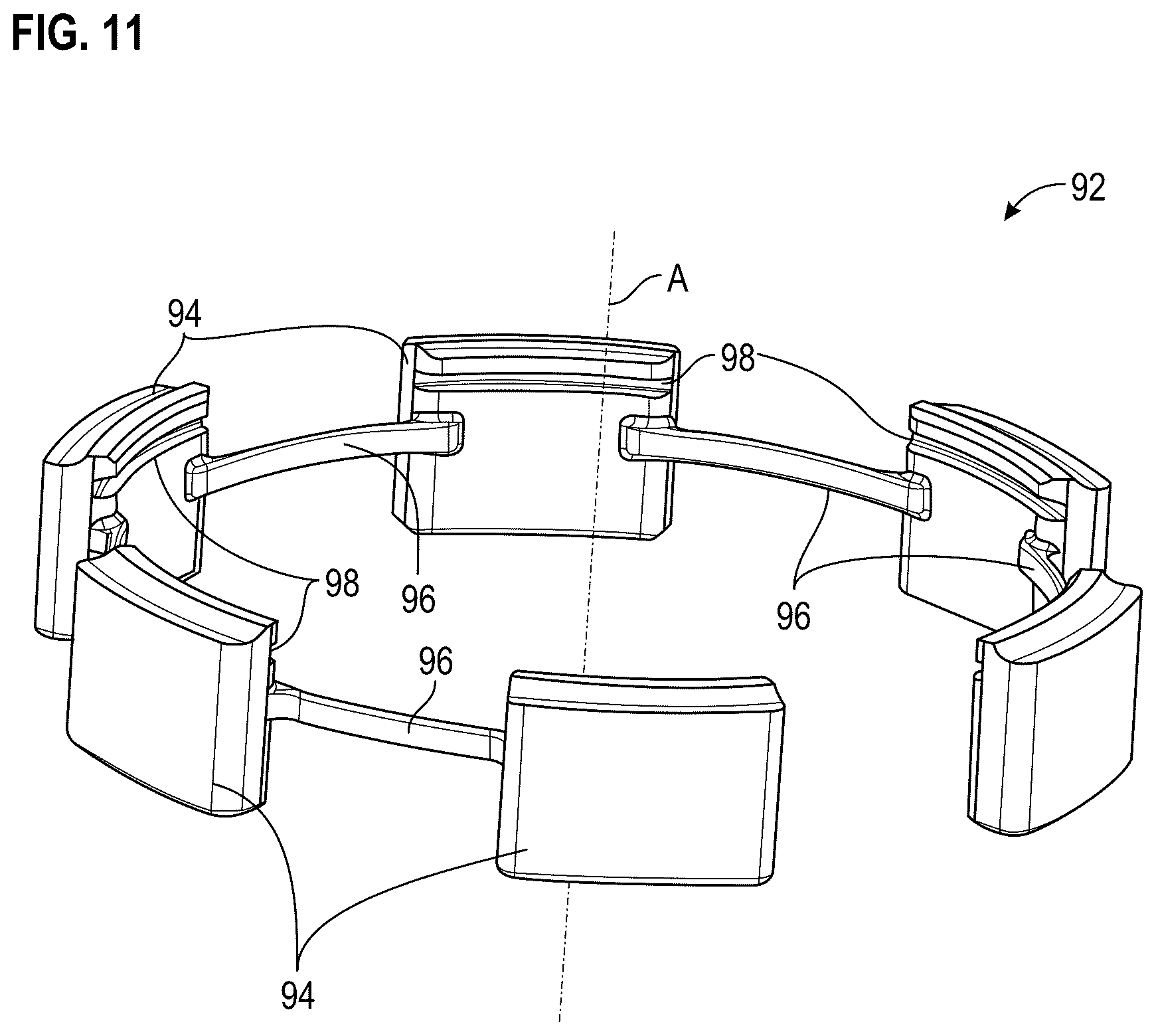 Patent US12448110 Figure 11 – Assembly comprising a vane and a vane pitch setting system