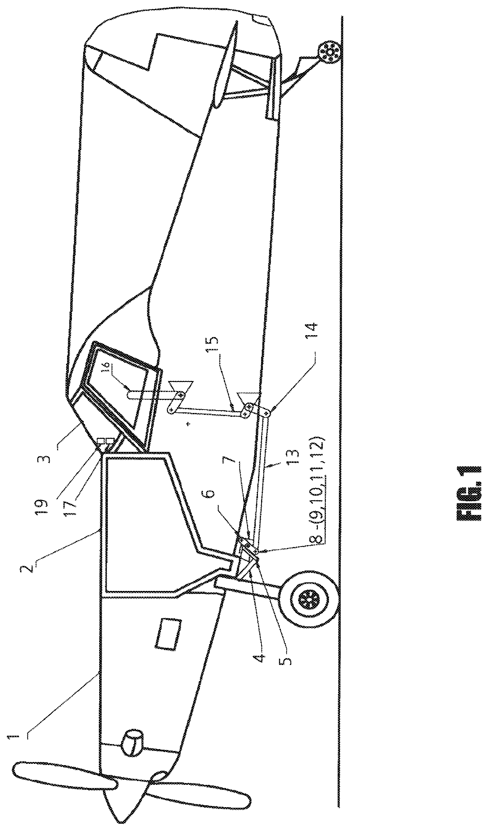 Patent US12448116 Figure 1 – Electric servo dump gate system on a crop duster