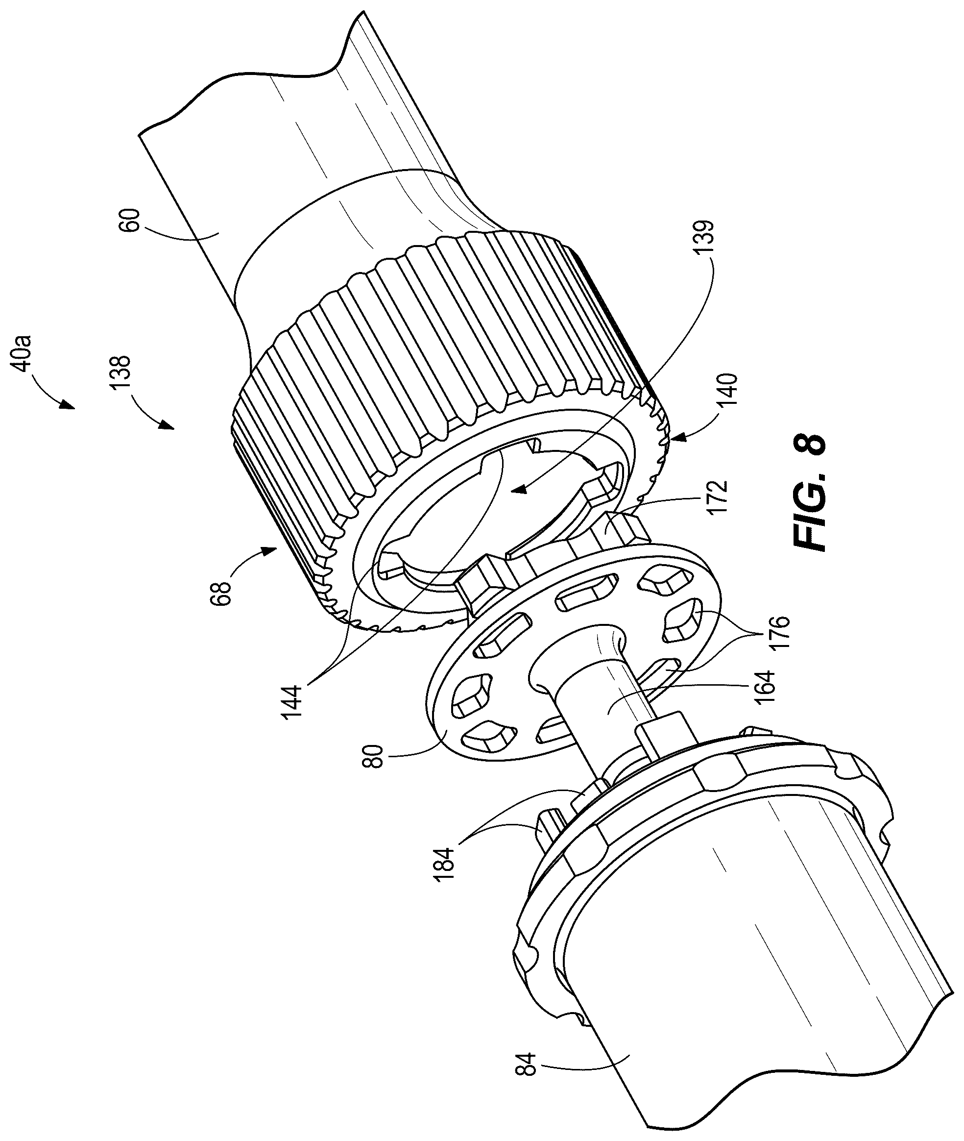 Patent US12448120 Figure 8 – Shaft assembly for split torque gear box