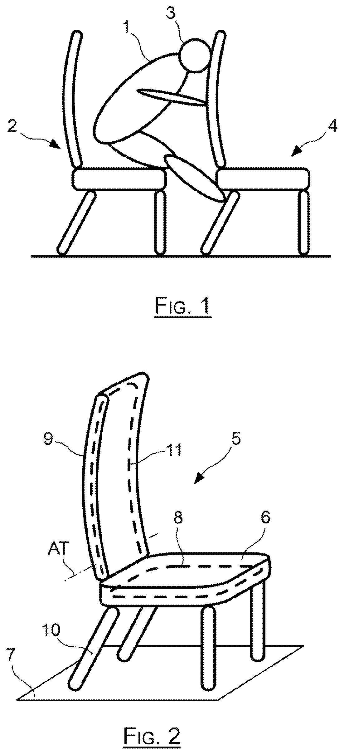 Patent US12448127 Figure 1 – Vehicle seat having a backrest equipped with shock absorbing means