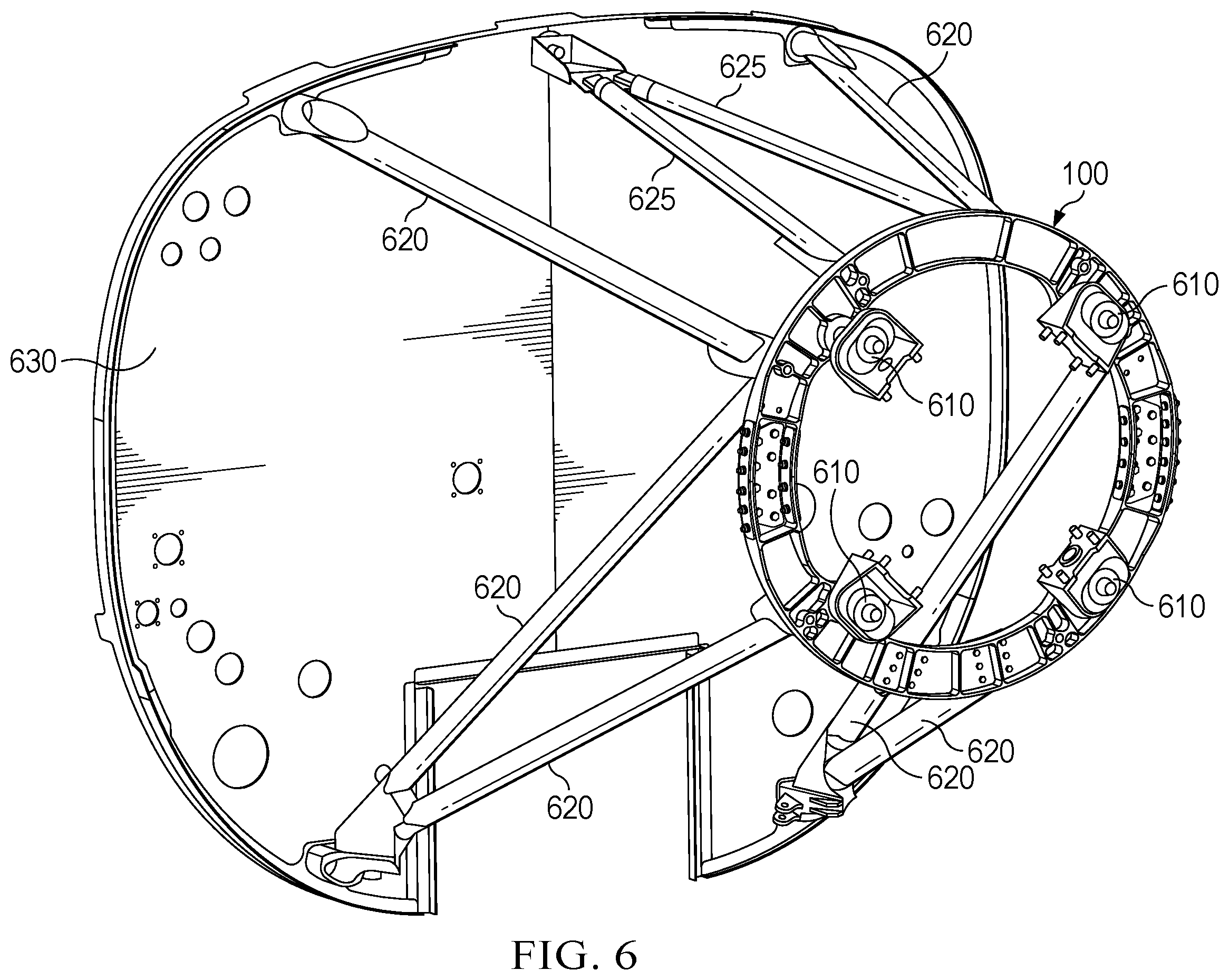 Patent US12448136 Figure 6 – Two-piece engine collar