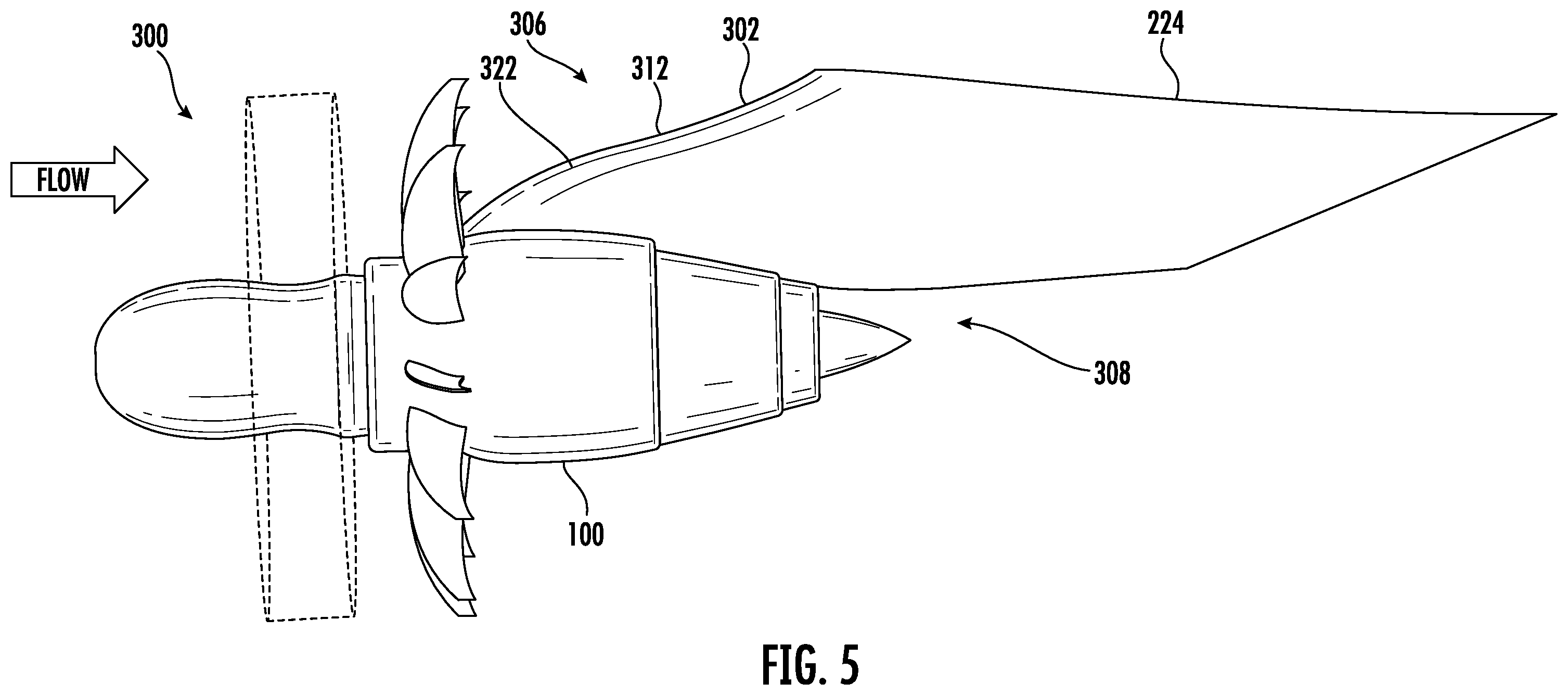Patent US12448139 Figure 4 – Open rotor pylon fairing