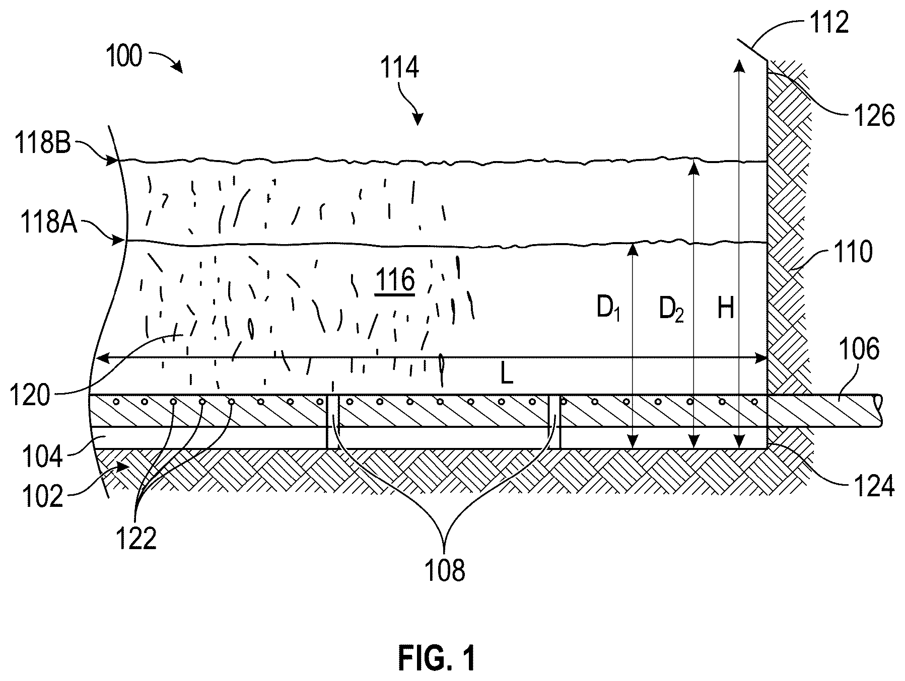 Patent US12448154 Figure 1 – System comprising a deceleration pool with a landing hook system disposed above it for receiving a landing rocket