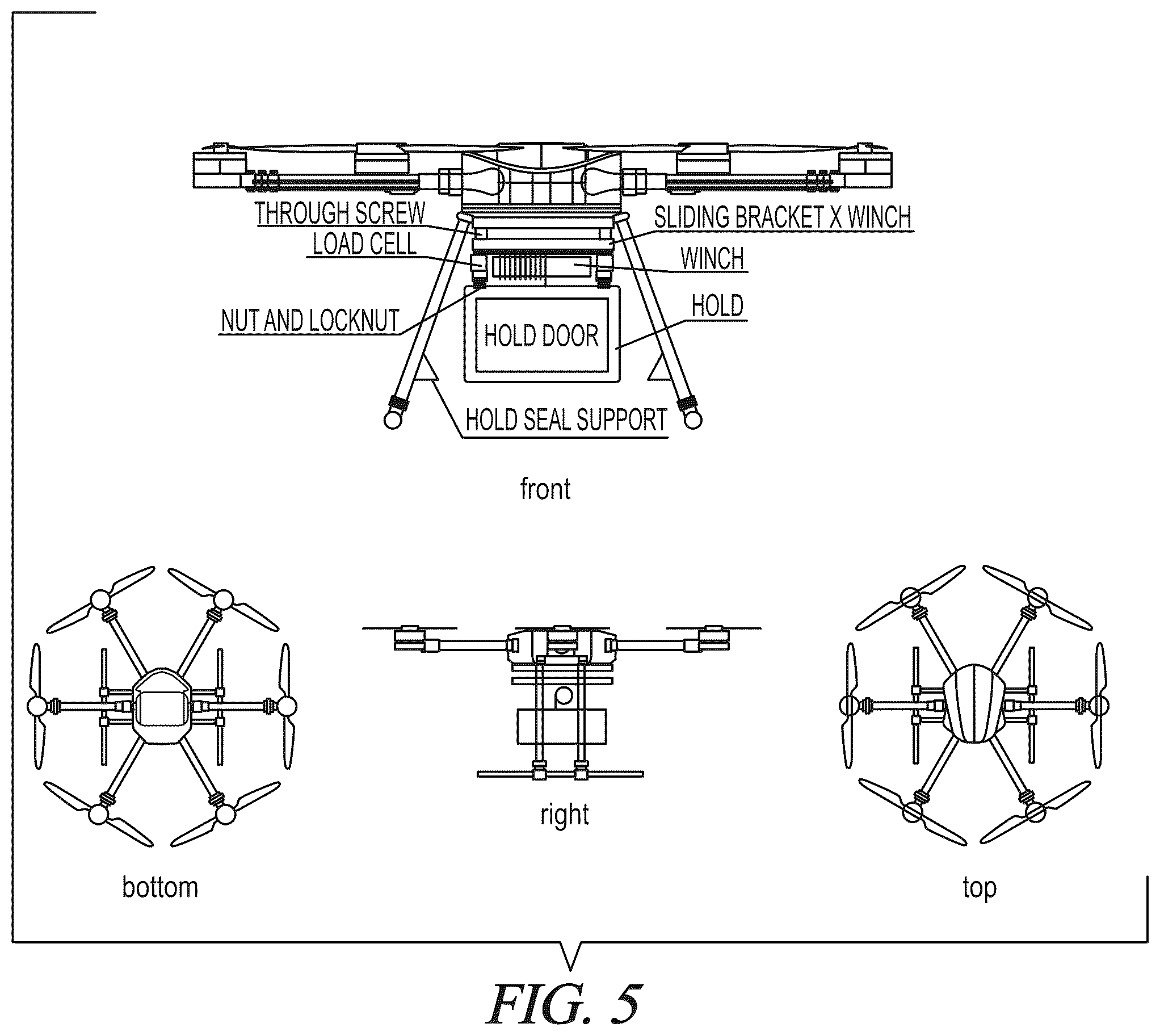 Patent US12448155 Figure 5 – System for the management of loading and unloading operations of UAV