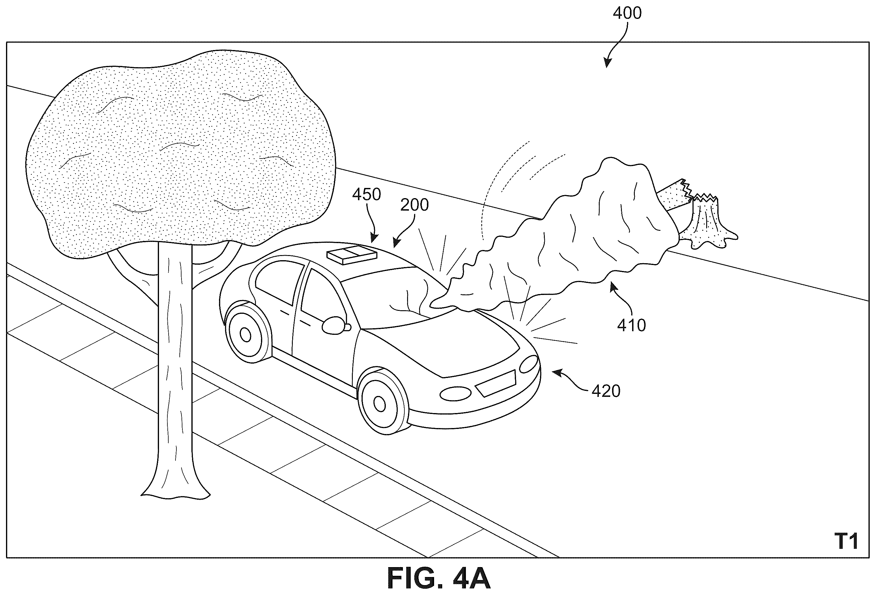 Patent US12448157 Figure 4 – Drone-based emergency beacon system for vehicles