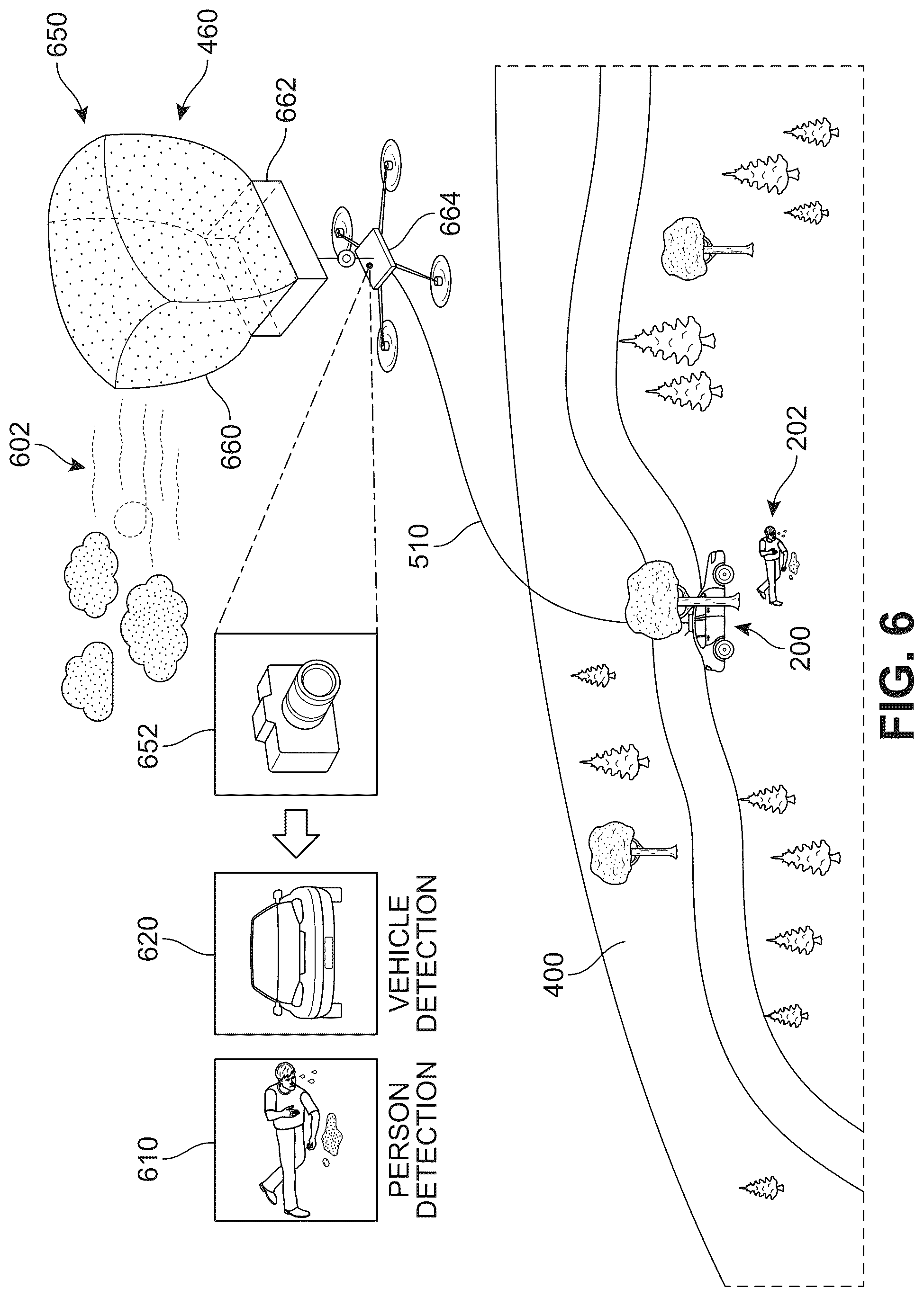 Patent US12448157 Figure 7 – Drone-based emergency beacon system for vehicles