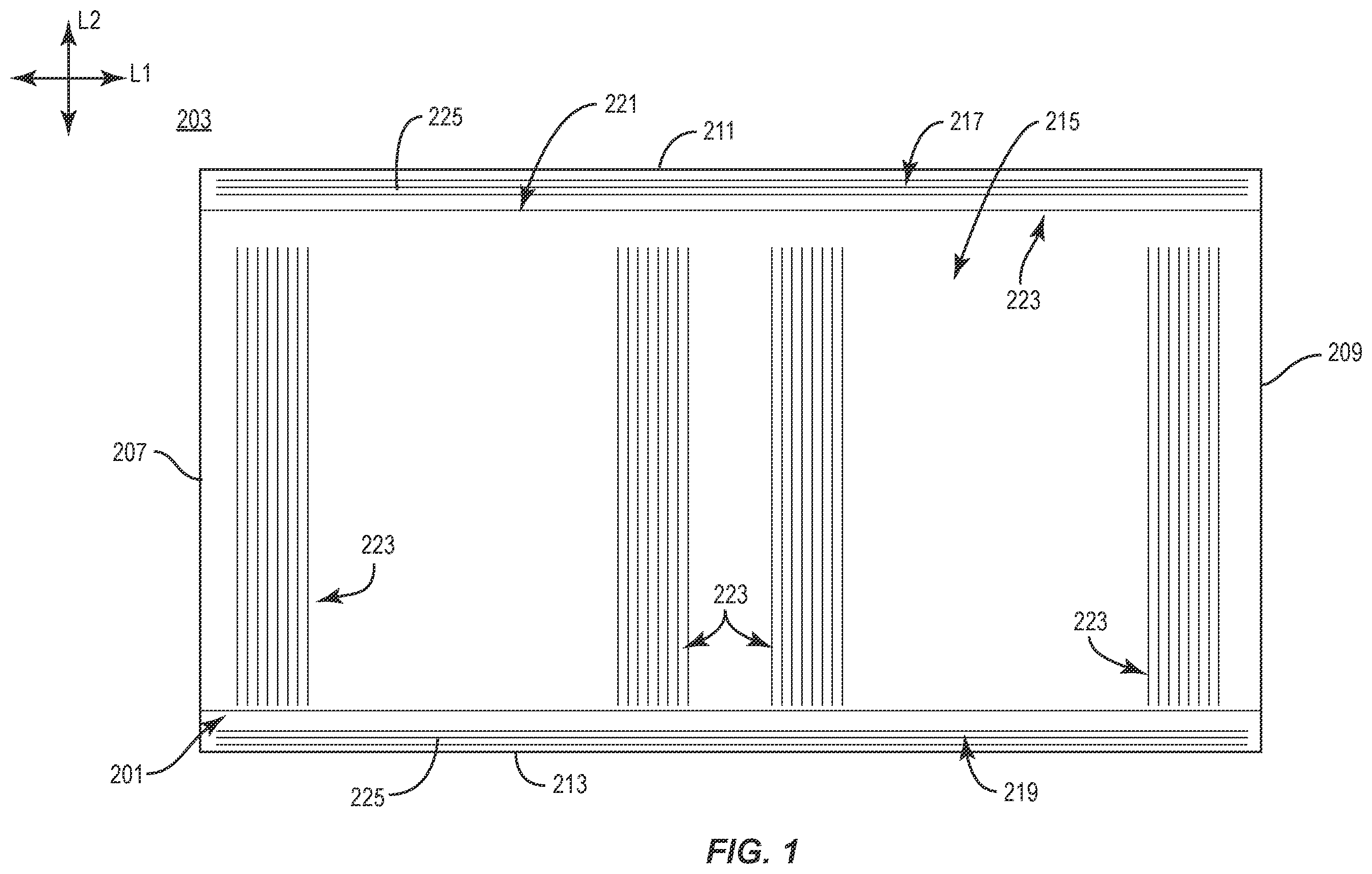 Patent US12448168 — Container with reinforcement features, related systems and methods — Figure 1