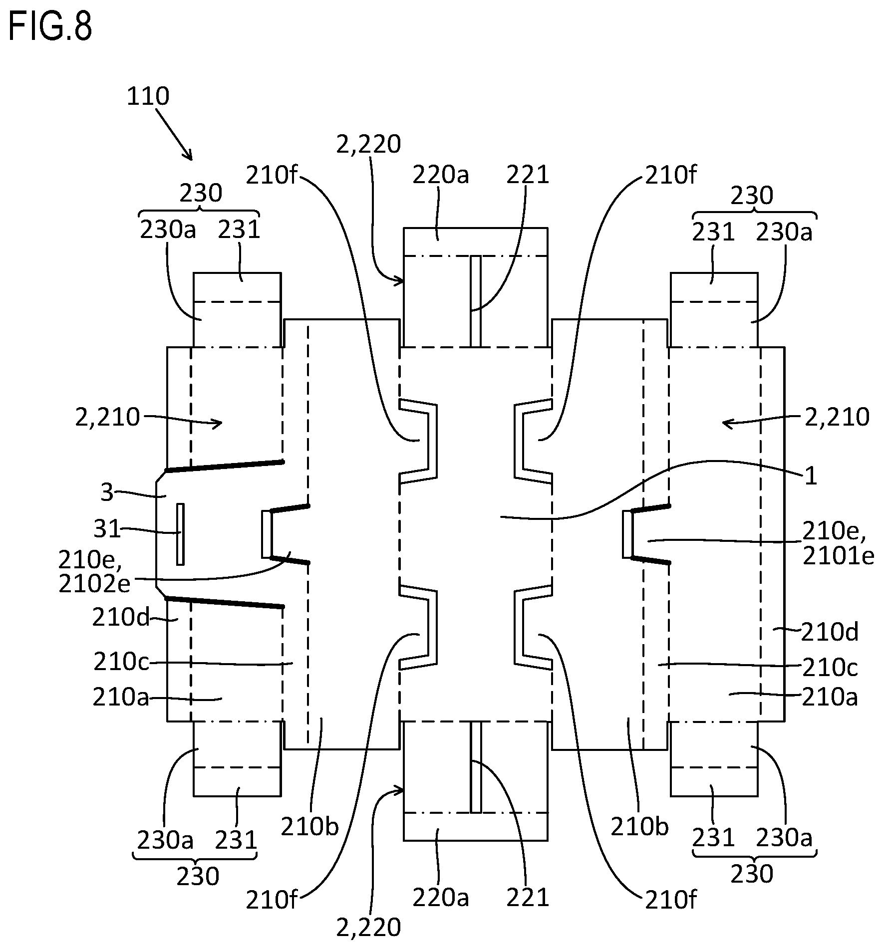 Patent US12448169 Figure 8 – Packaging member