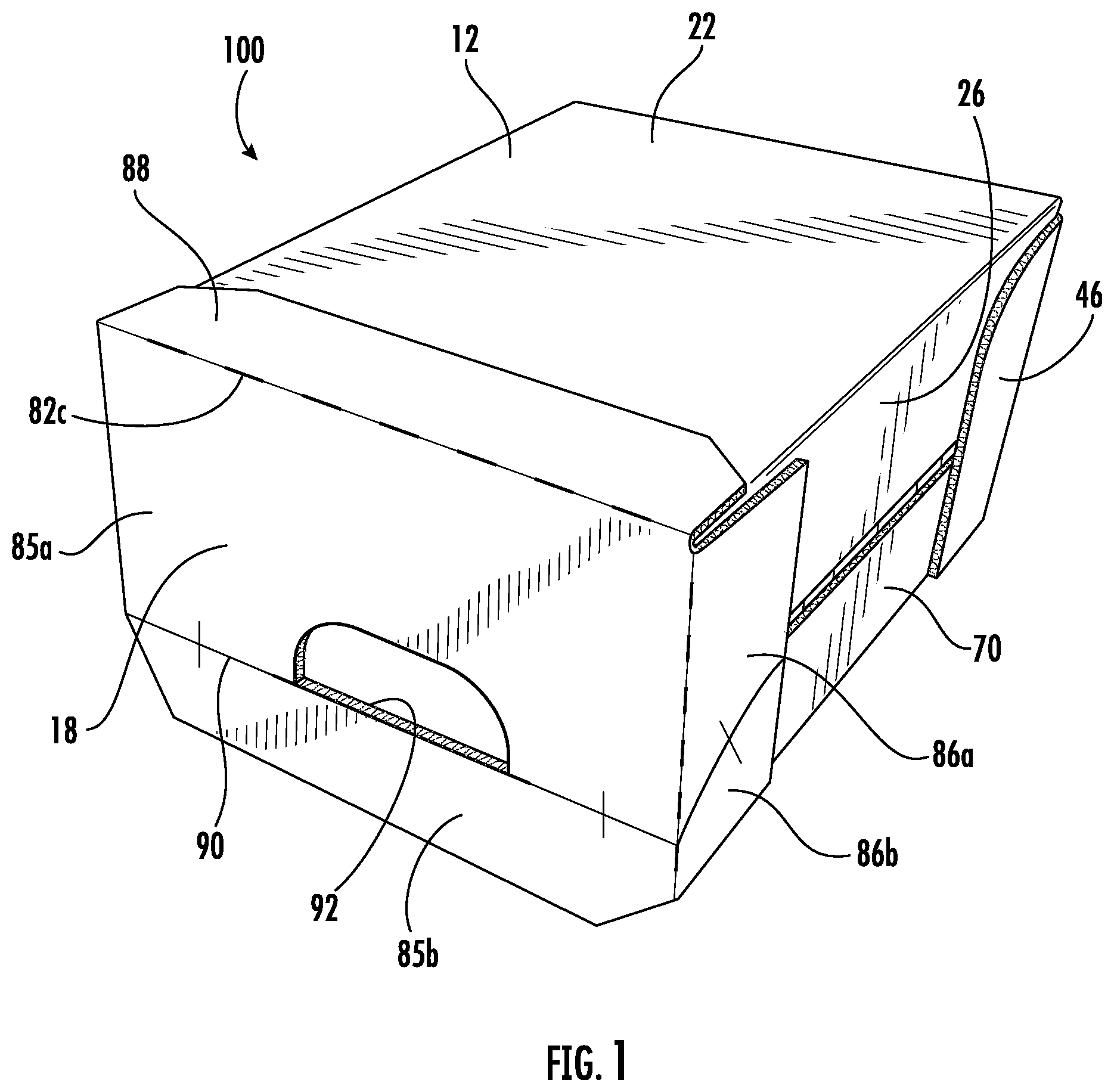 Patent US12448170 Figure 1 – Retail ready packages for multi-sided products