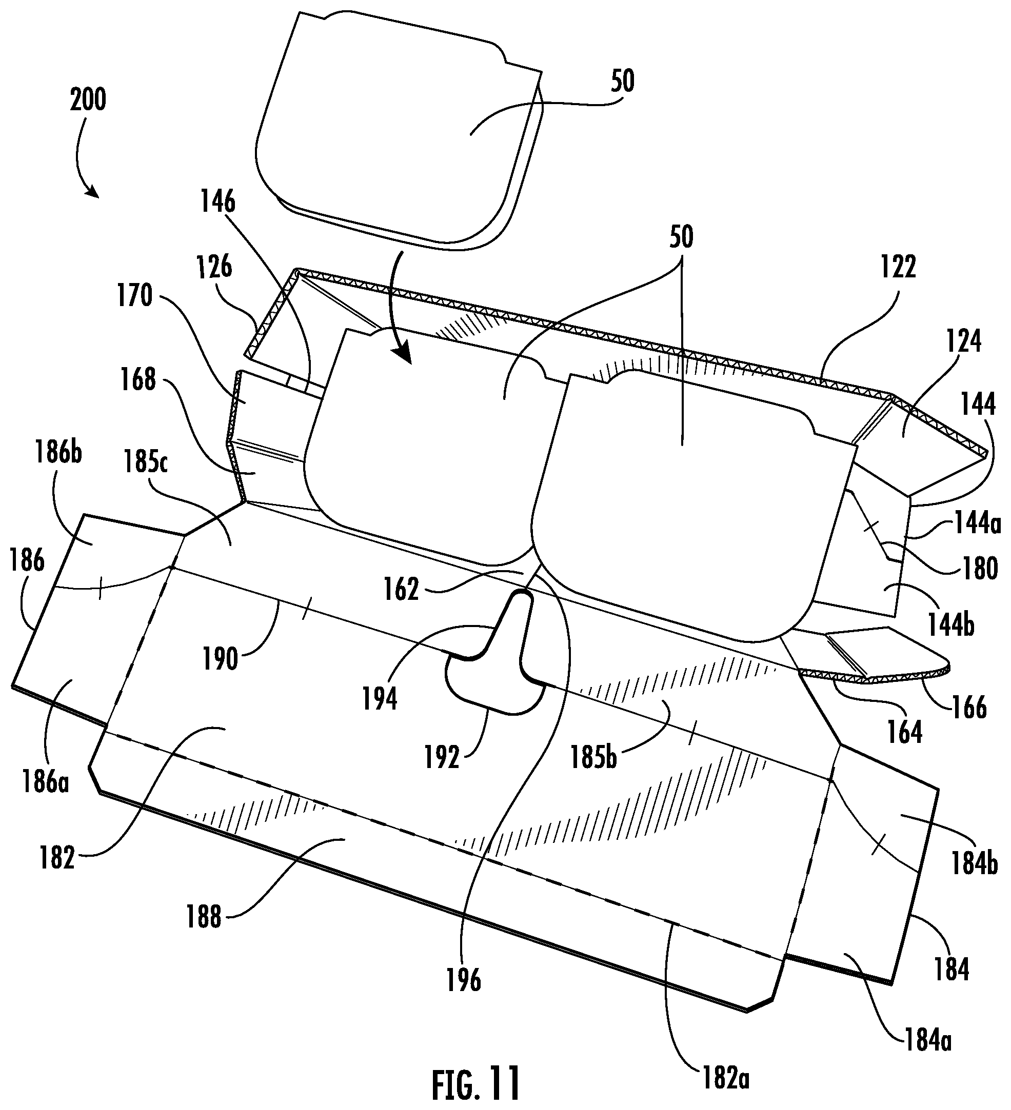 Patent US12448170 Figure 10 – Retail ready packages for multi-sided products