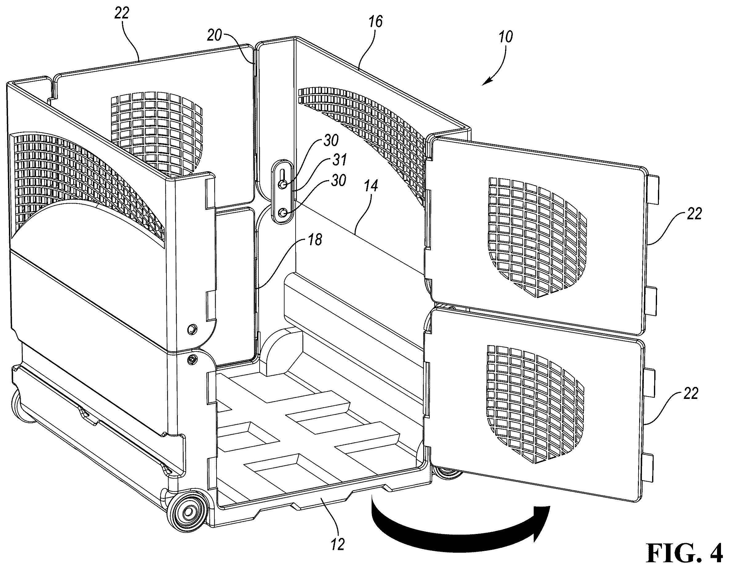 Patent US12448172 Figure 3 – Collapsible container