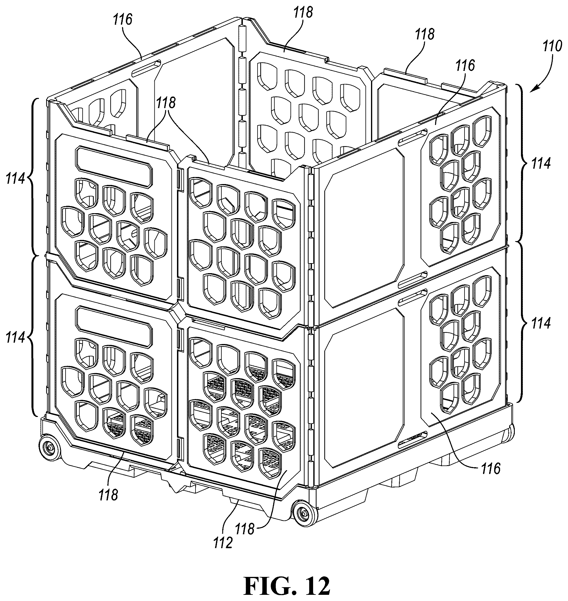 Patent US12448172 Figure 8 – Collapsible container