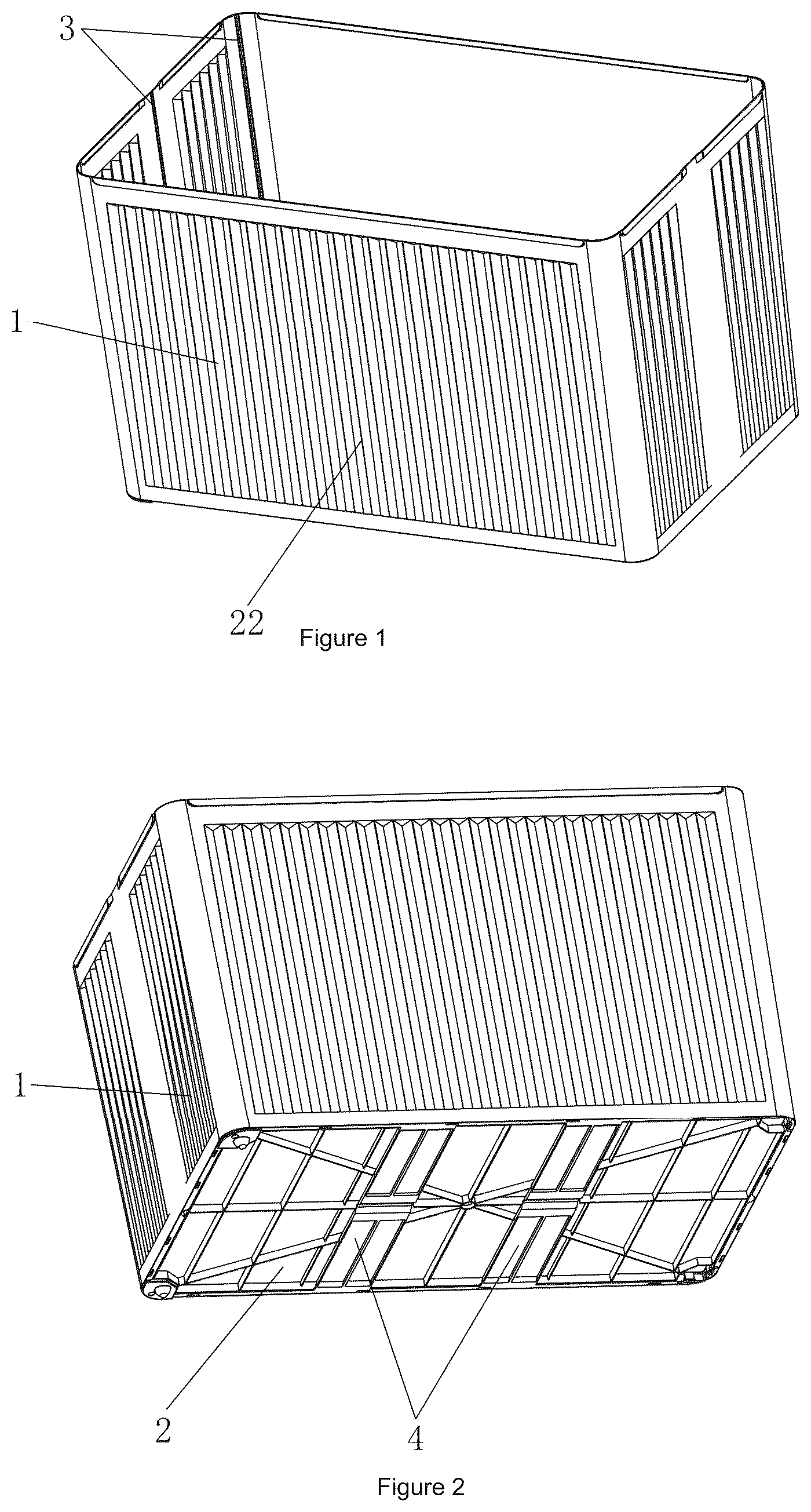 Patent US12448174 Figure 1 – Foldable storage box