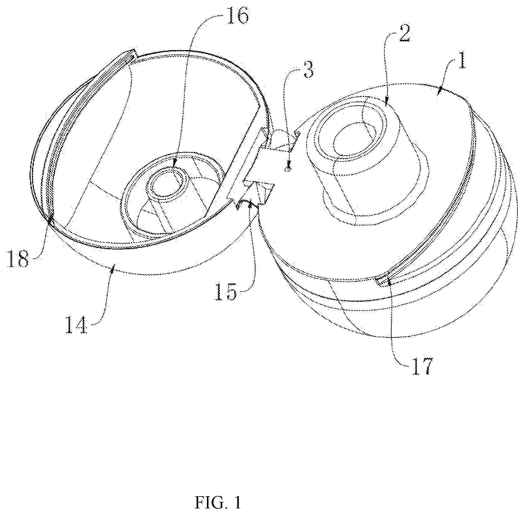 Patent US12448175 Figure 1 – Scent container and a drinking device head