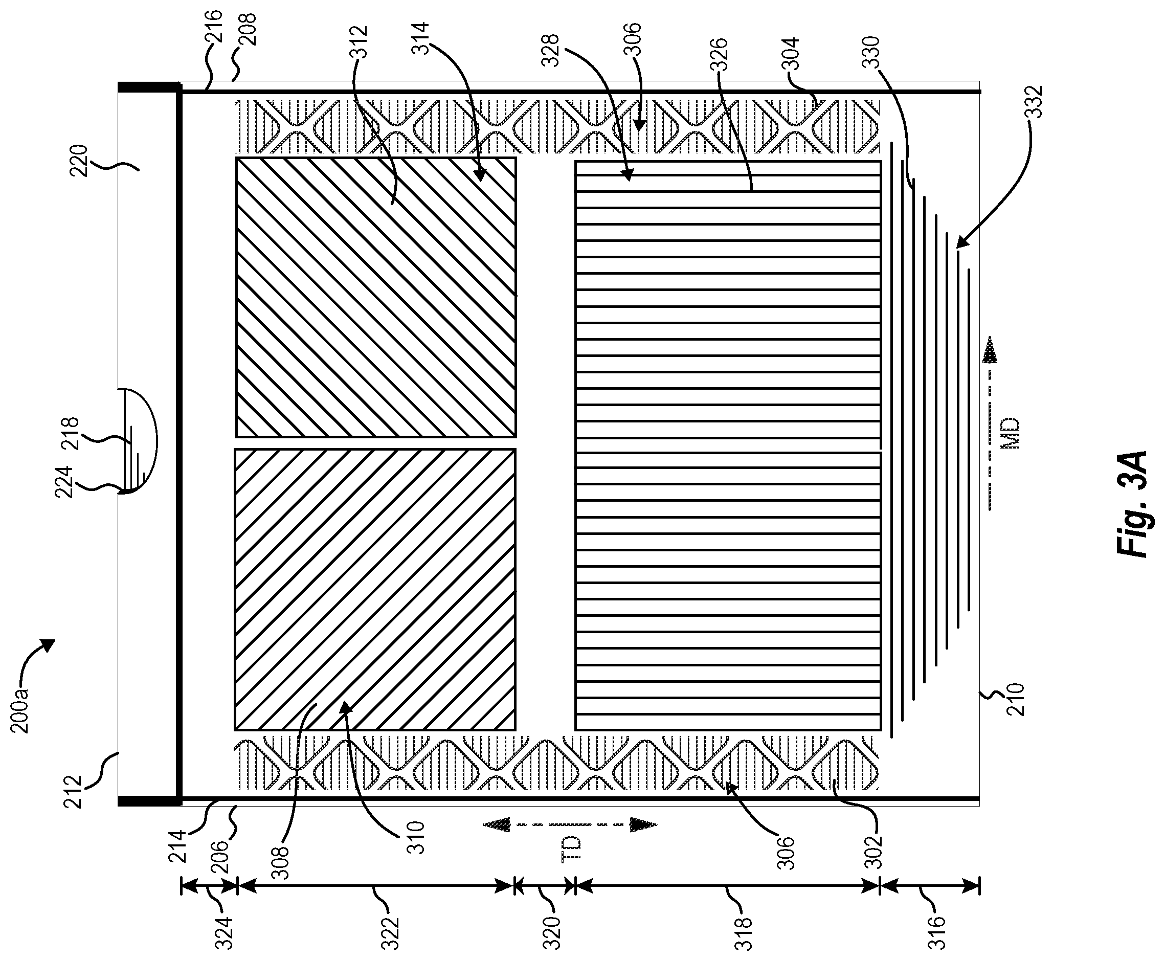 Patent US12448178 Figure 3 – Phased intermeshing rollers for creating patterns in trash bags