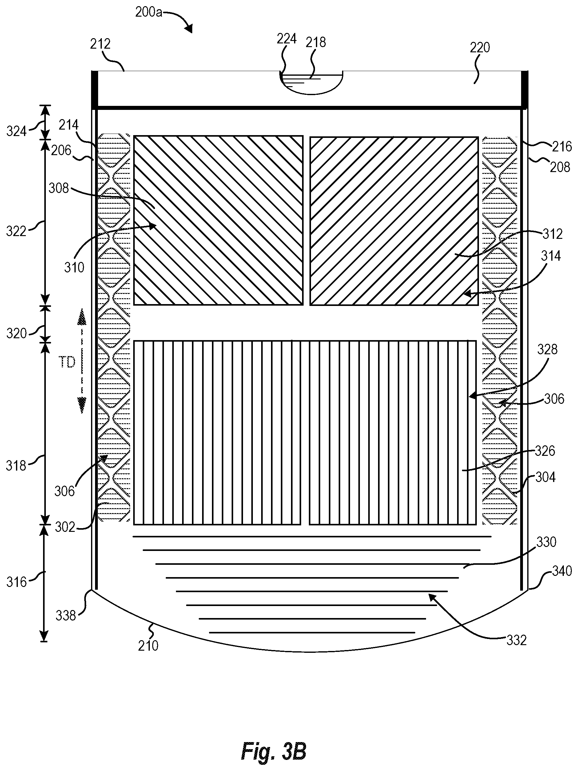 Patent US12448178 Figure 4 – Phased intermeshing rollers for creating patterns in trash bags