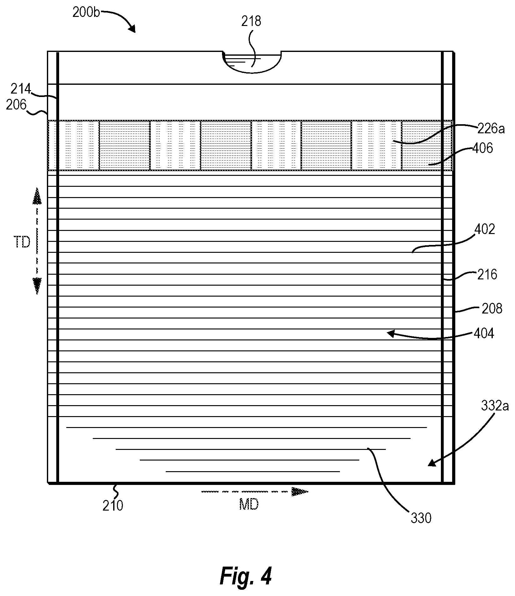 Patent US12448178 Figure 5 – Phased intermeshing rollers for creating patterns in trash bags