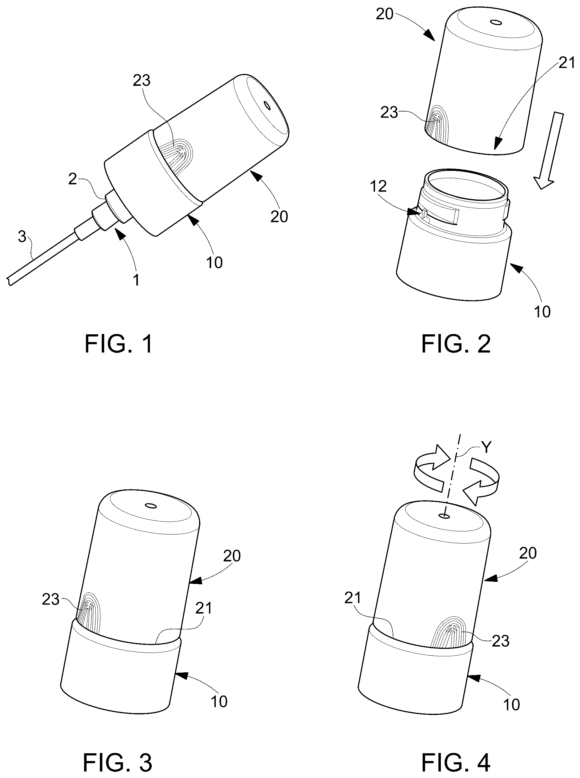 Patent US12448184 — Fluid product dispensing device with safety cap — Figure 1