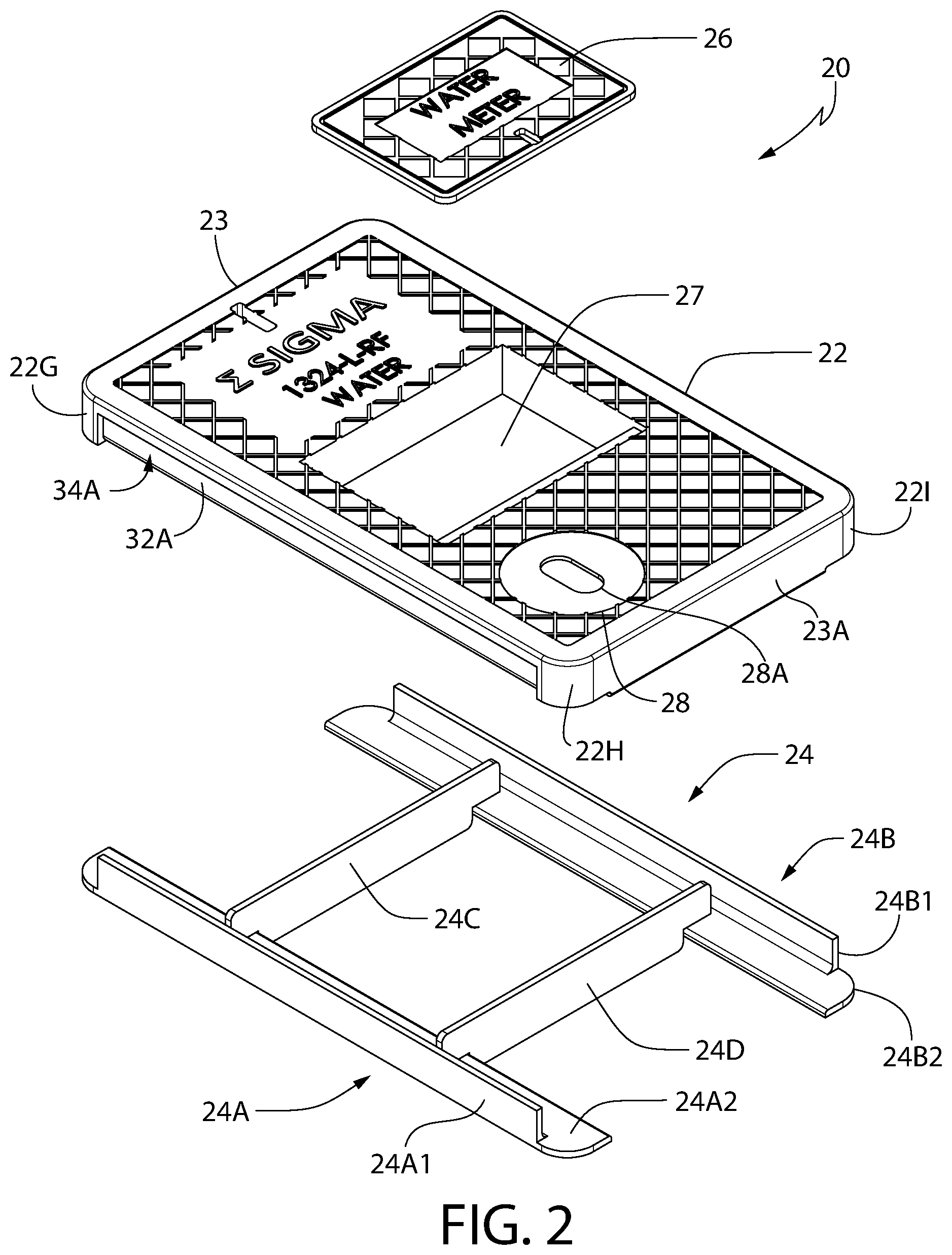 Patent US12448185 Figure 4 – Plastic meter lid and frame assembly for an in-ground meter box
