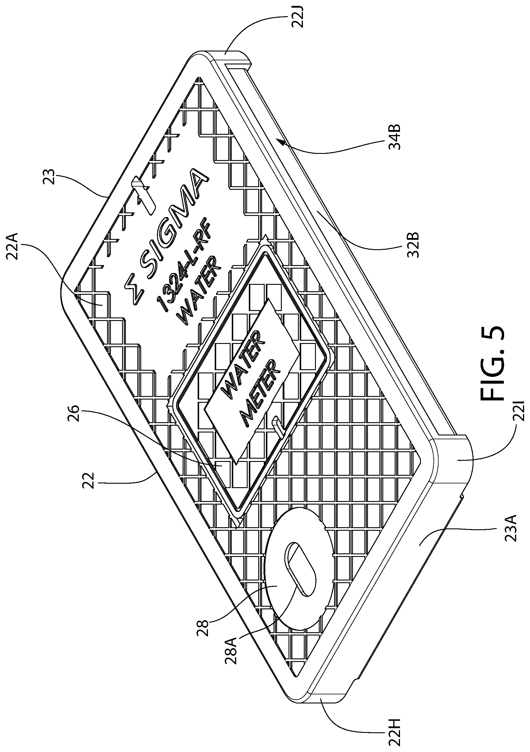 Patent US12448185 Figure 8 – Plastic meter lid and frame assembly for an in-ground meter box