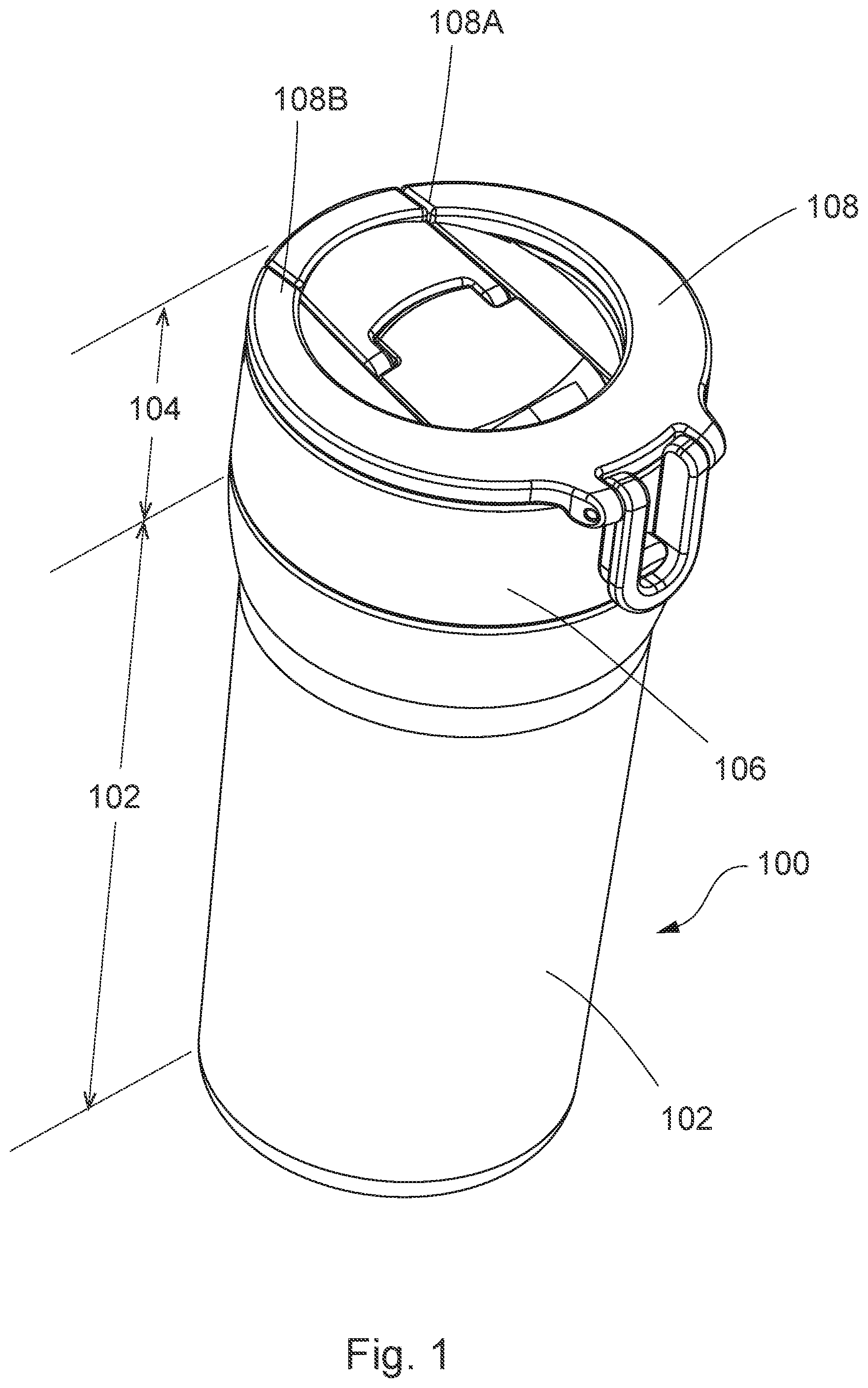 Patent US12448186 Figure 1 – Lid assembly with selectable drinking openings