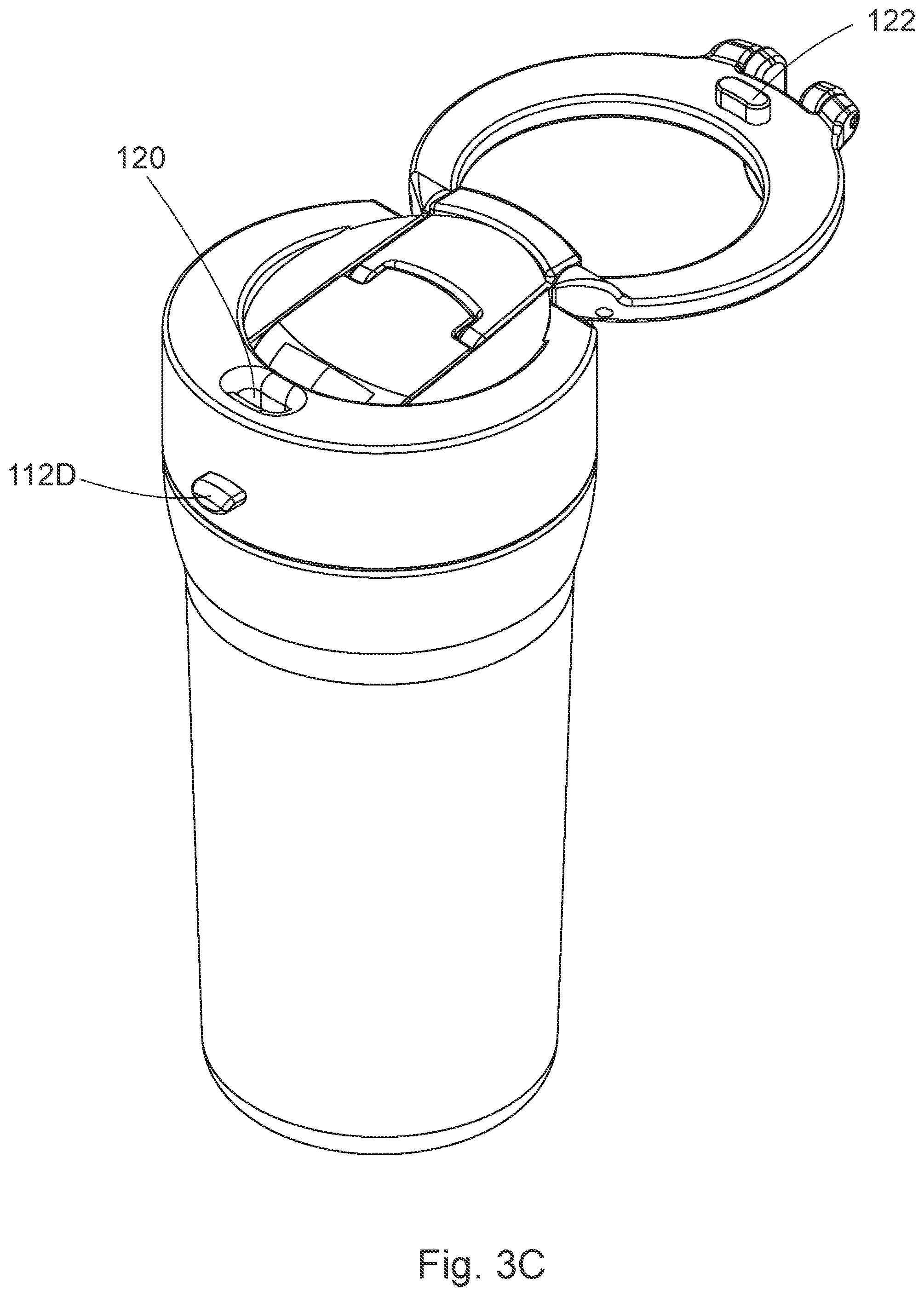 Patent US12448186 Figure 6 – Lid assembly with selectable drinking openings