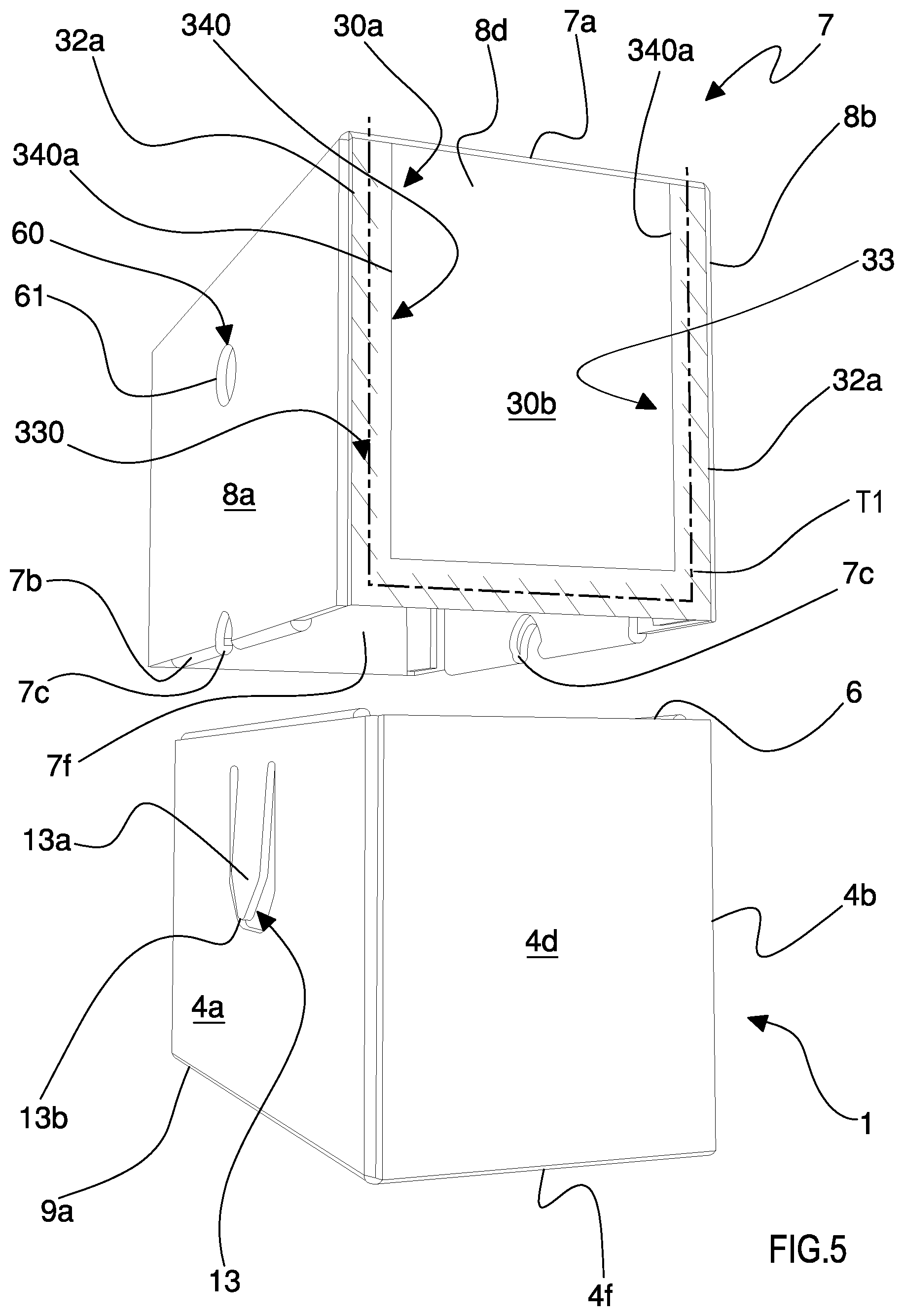 Patent US12448188 Figure 5 – Child-proof container