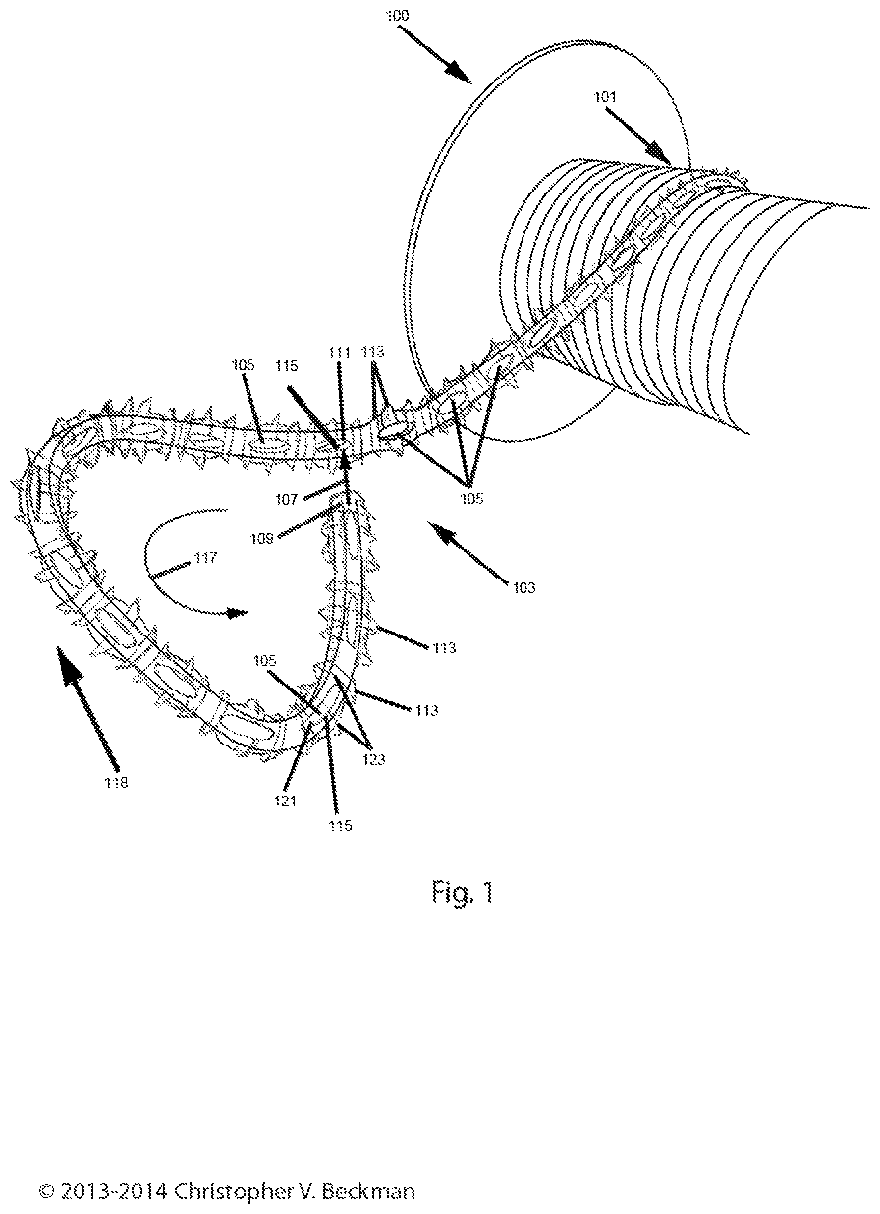 Patent US12448189 Figure 1 – Self-threading tie having a plurality of holes