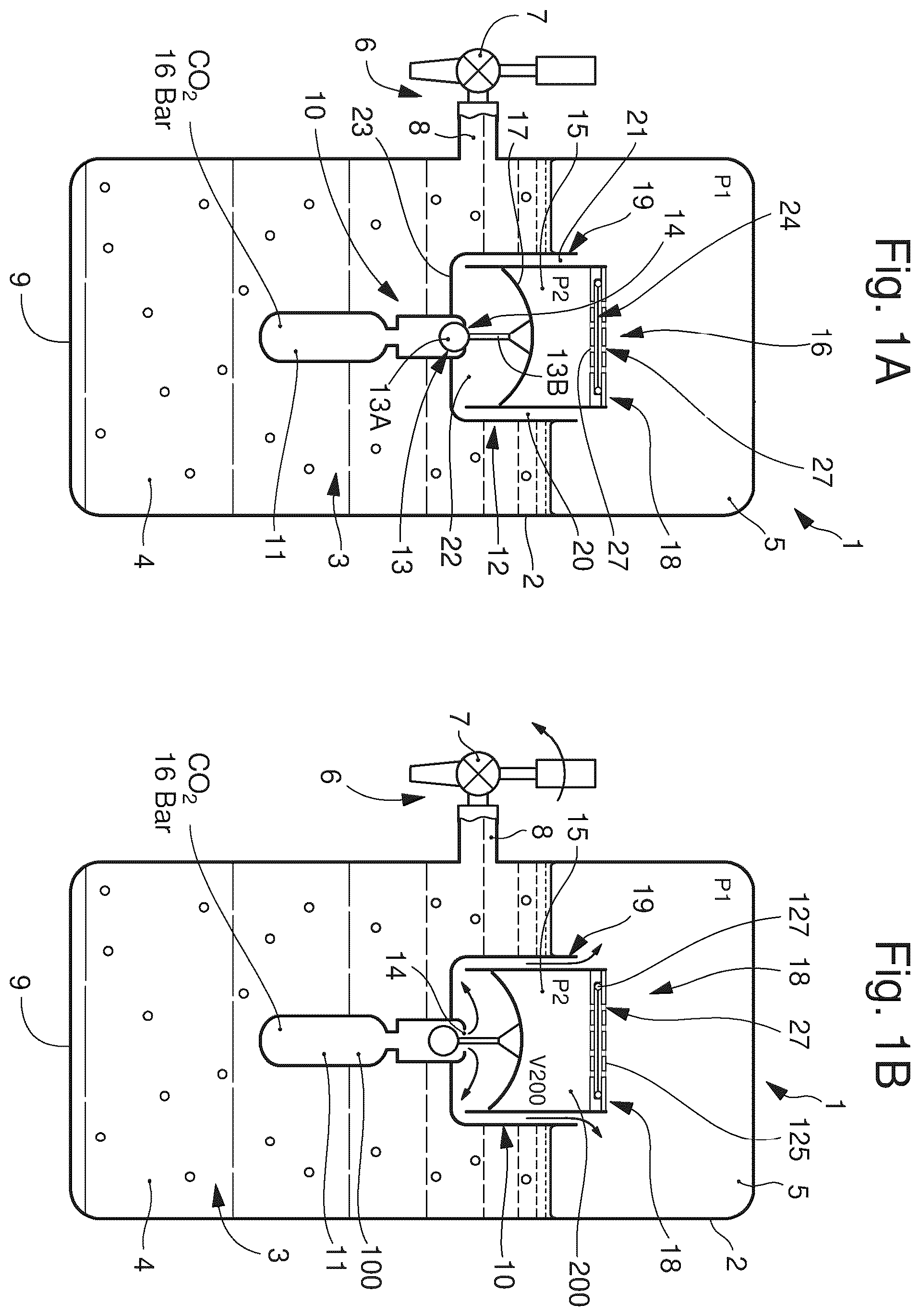 Patent US12448203 Figure 1 – Pressure regulating system for a beverage container and beverage container provided therewith