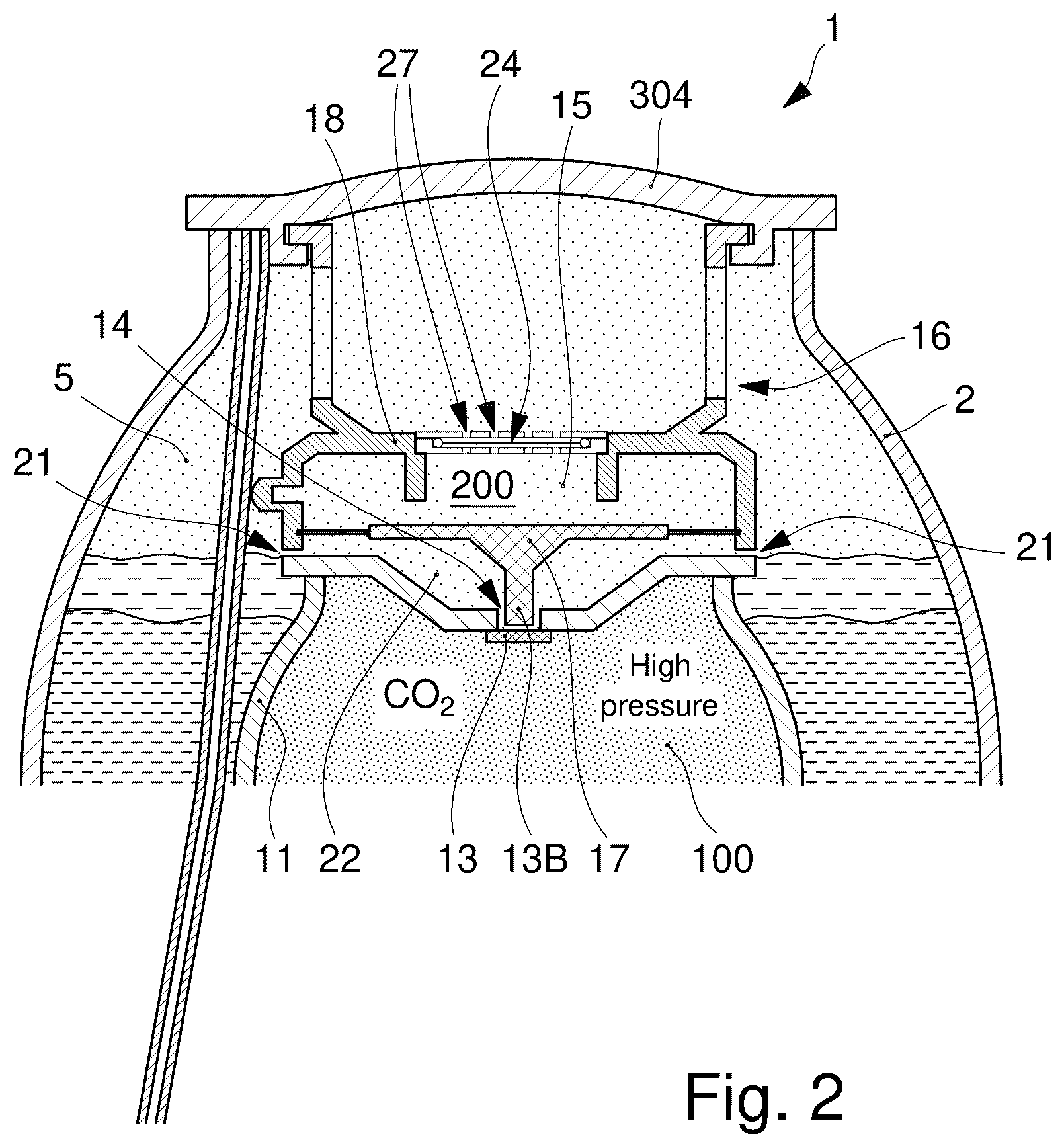 Patent US12448203 Figure 2 – Pressure regulating system for a beverage container and beverage container provided therewith