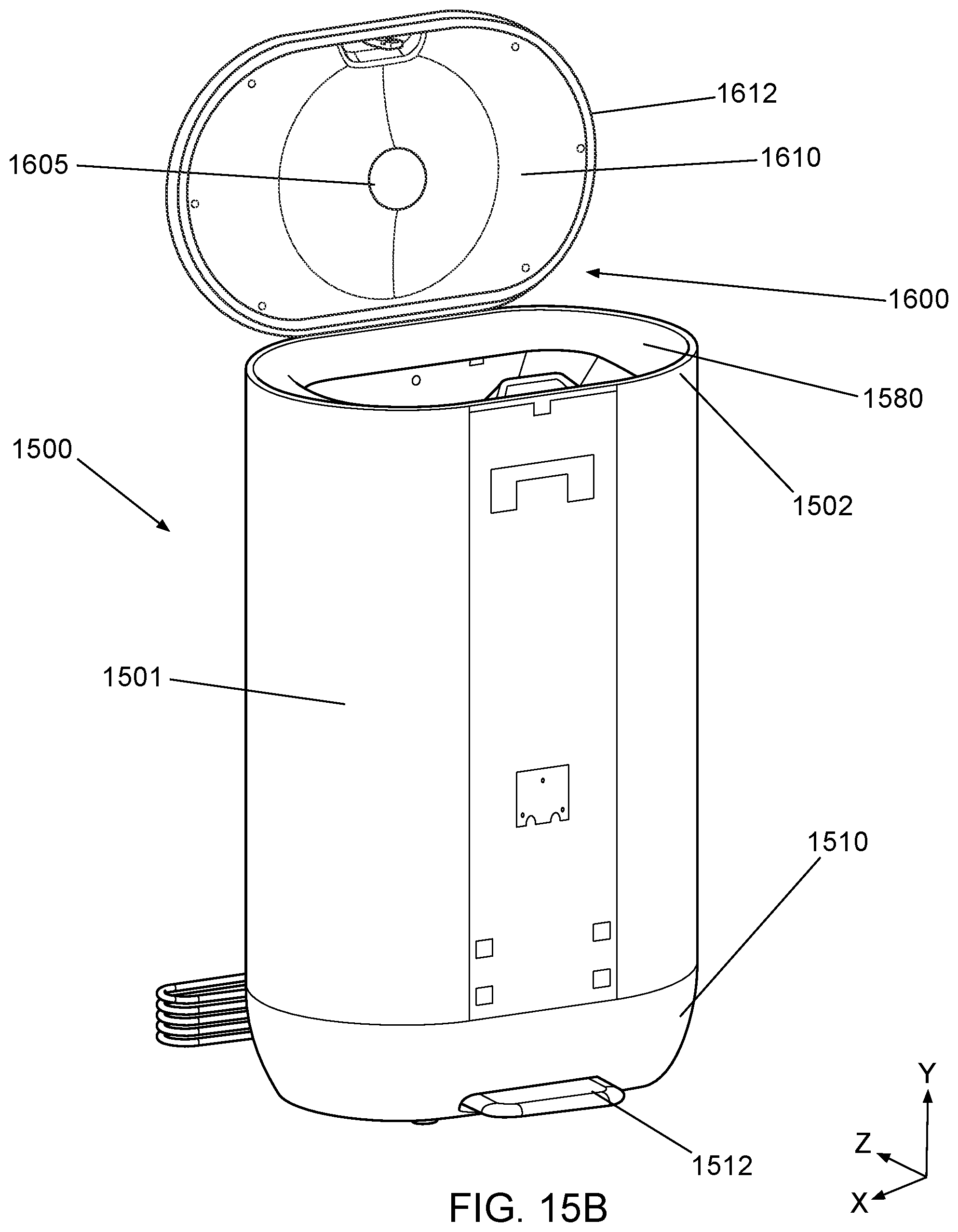 Patent US12448208 Figure 16 – Apparatus for processing organic matter having lid and air treatment system promoting pleasant user experience