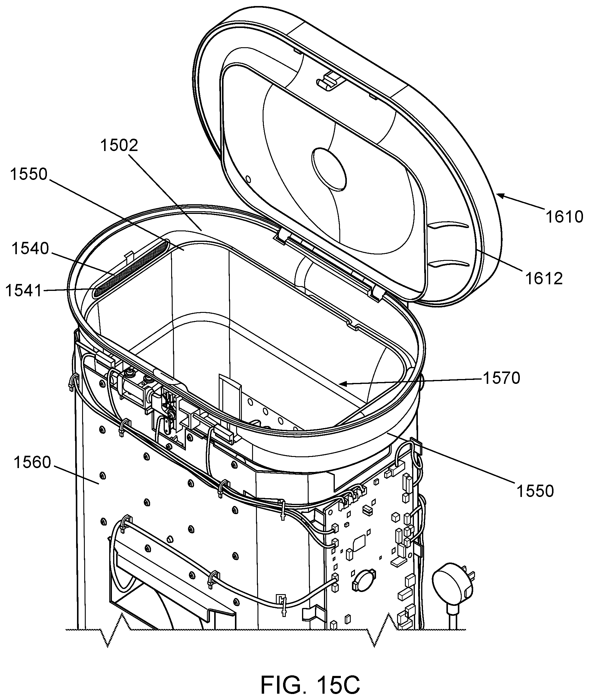 Patent US12448208 Figure 17 – Apparatus for processing organic matter having lid and air treatment system promoting pleasant user experience