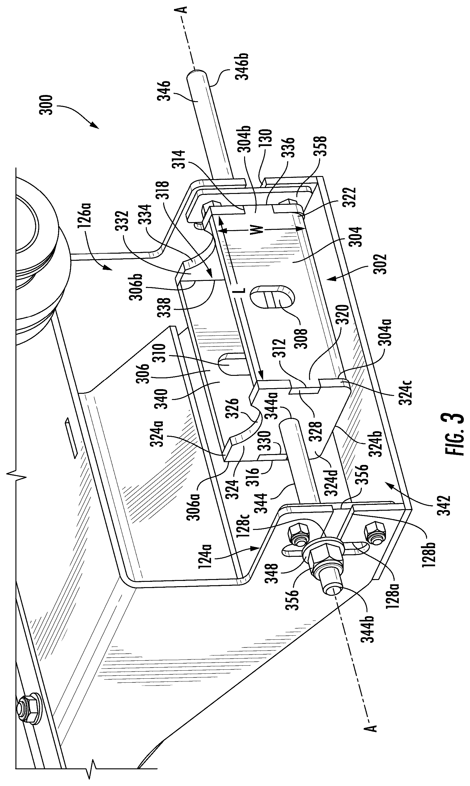Patent US12448219 Figure 3 – Adjustable bracket assembly