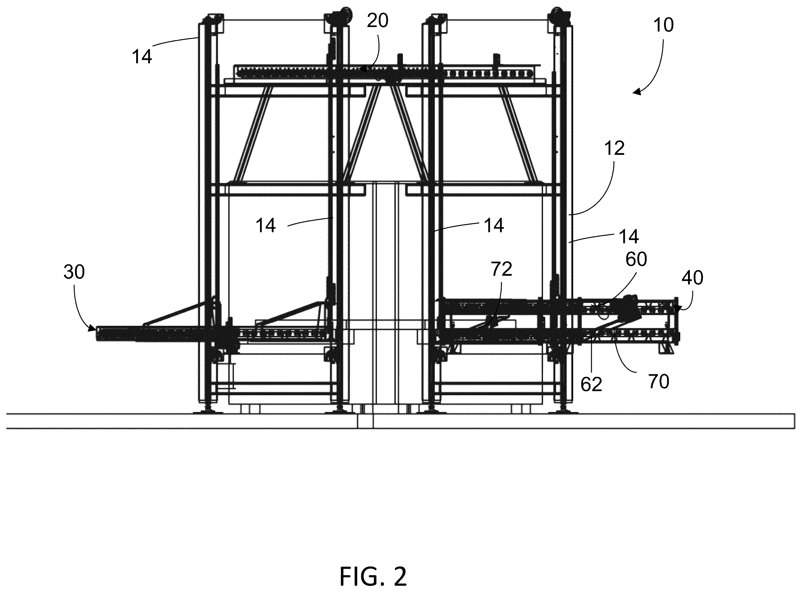Patent US12448222 Figure 2 – Apparatus for manufacturing with overhead conveyor and pinch conveyor