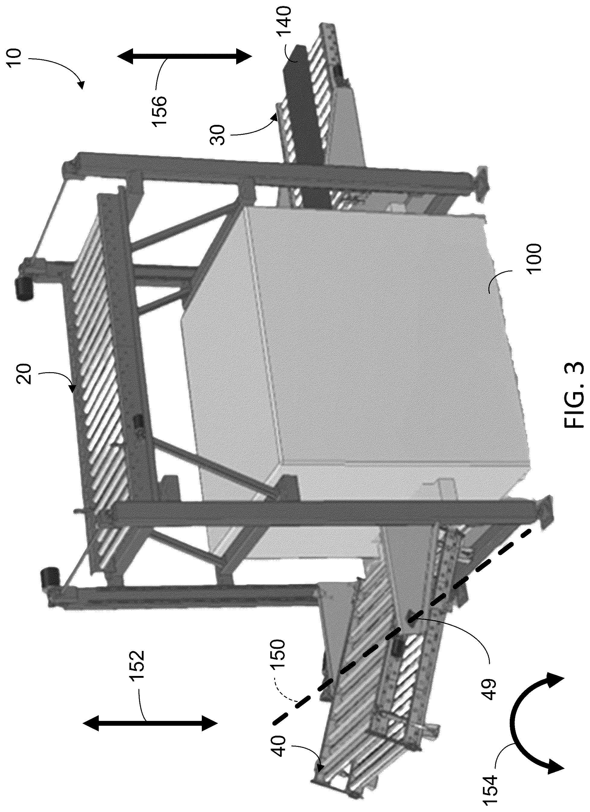 Patent US12448222 Figure 3 – Apparatus for manufacturing with overhead conveyor and pinch conveyor