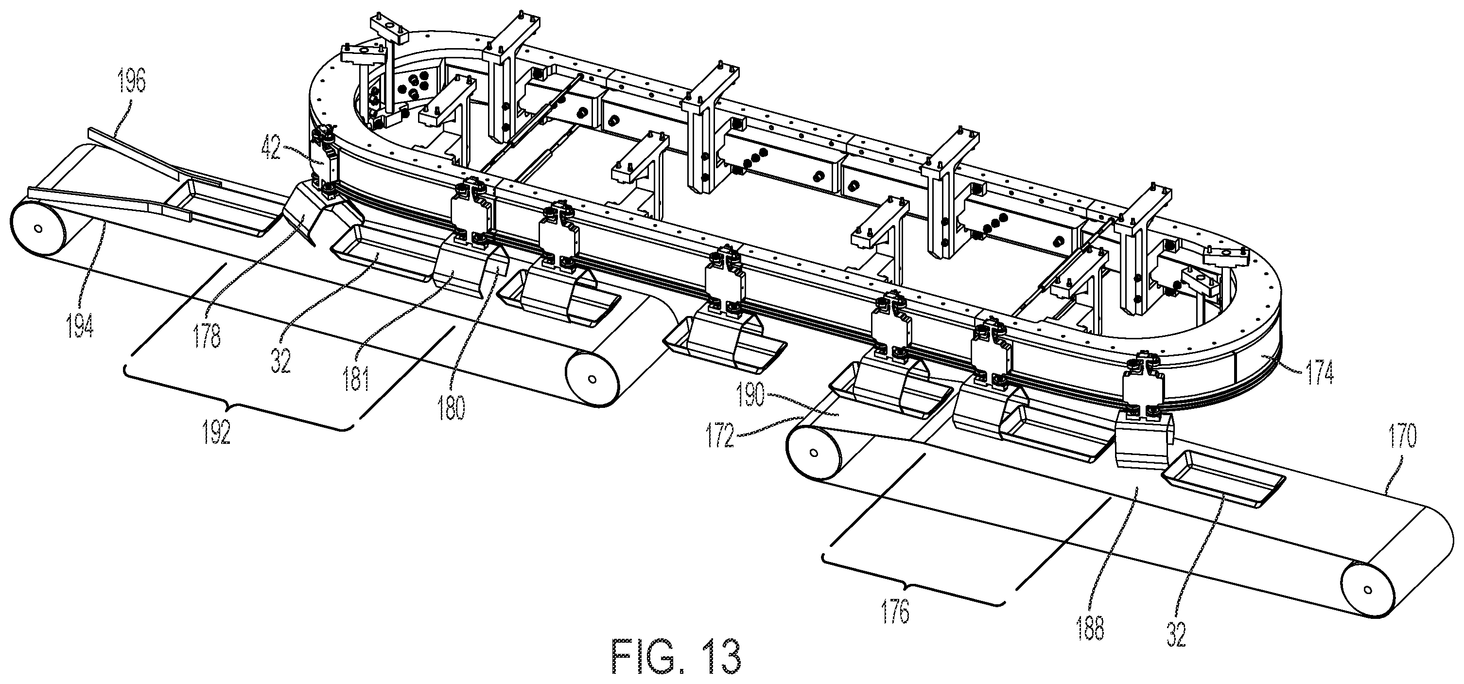Patent US12448224 Figure 12 – Conveyor transfer system