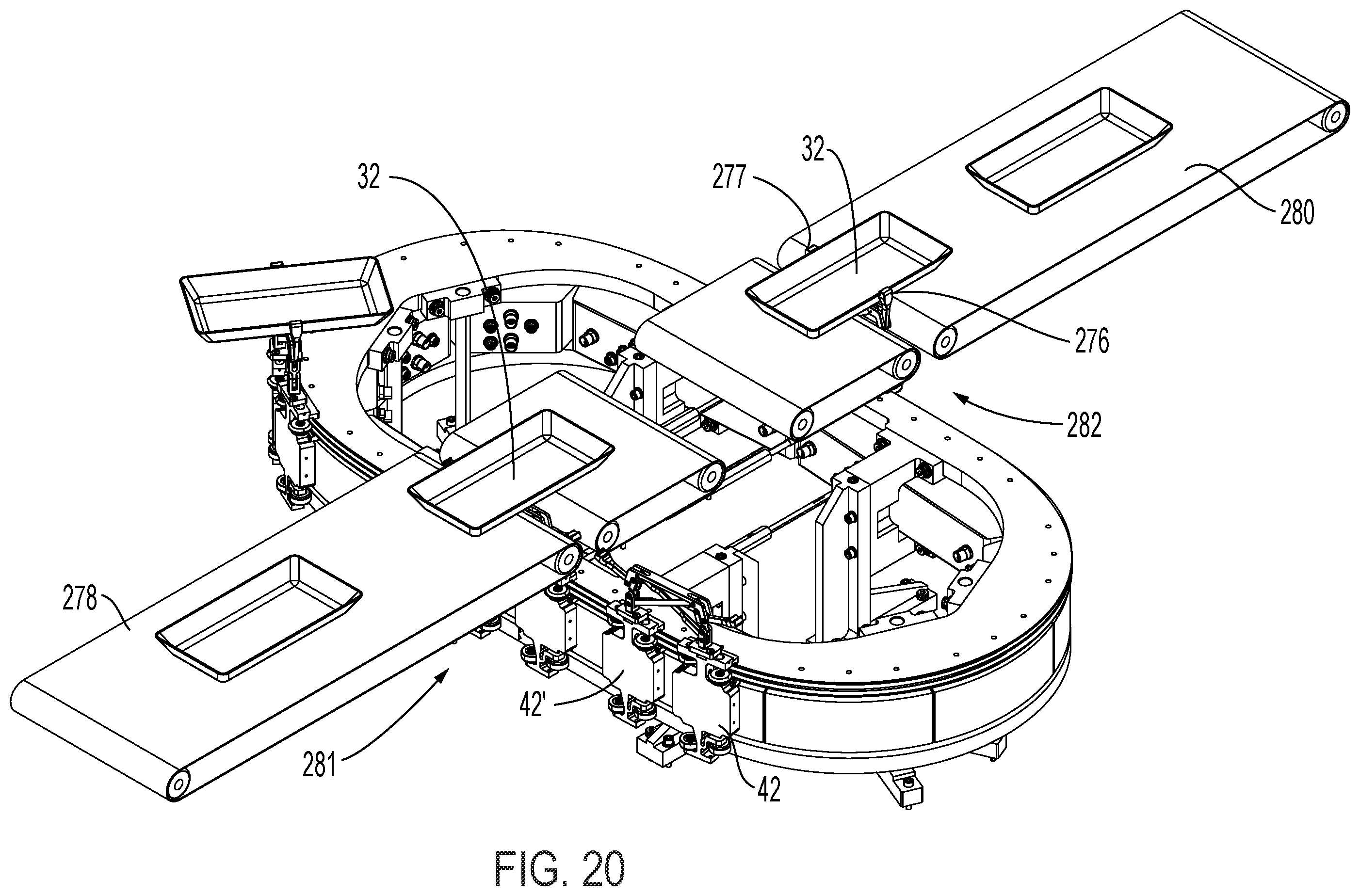 Patent US12448224 Figure 18 – Conveyor transfer system